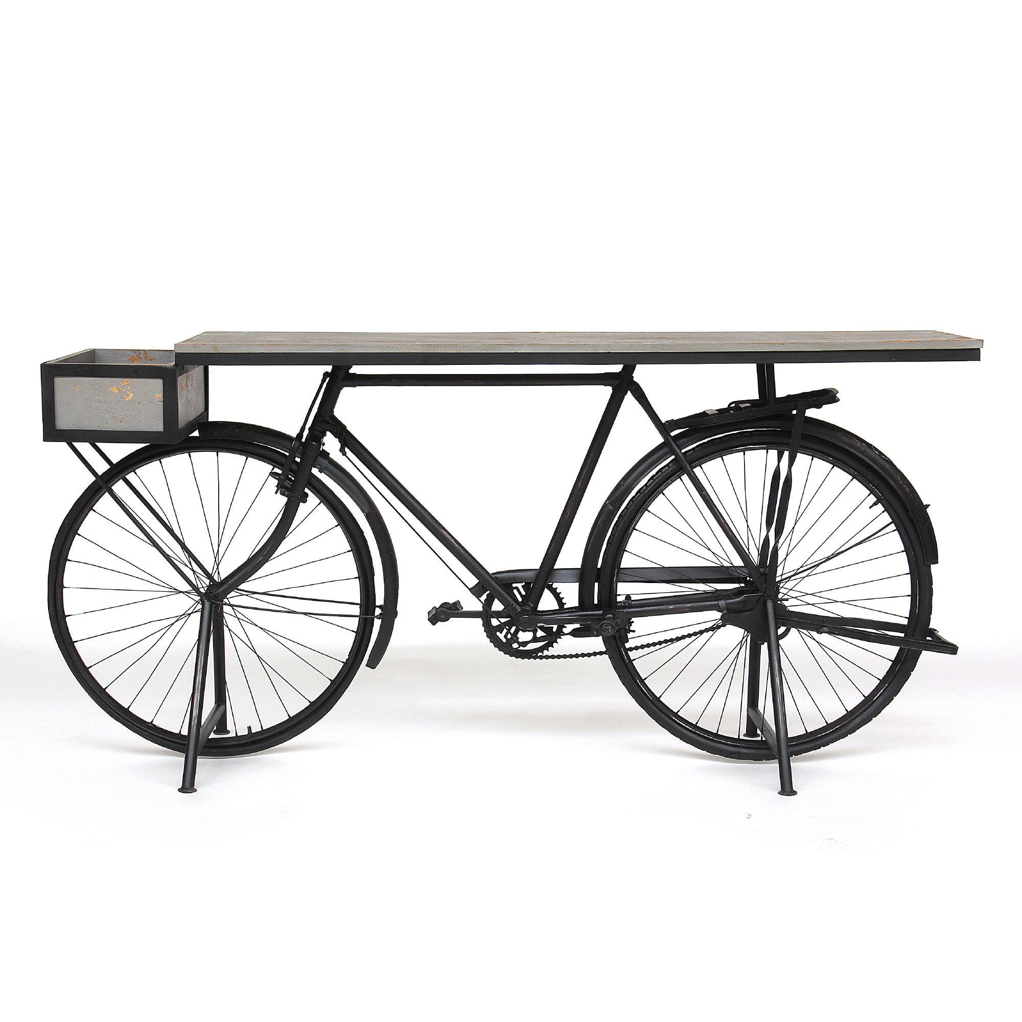 Tisch 'Vélo', schwarz, T 48 cm, B 184 cm, H 90 cm