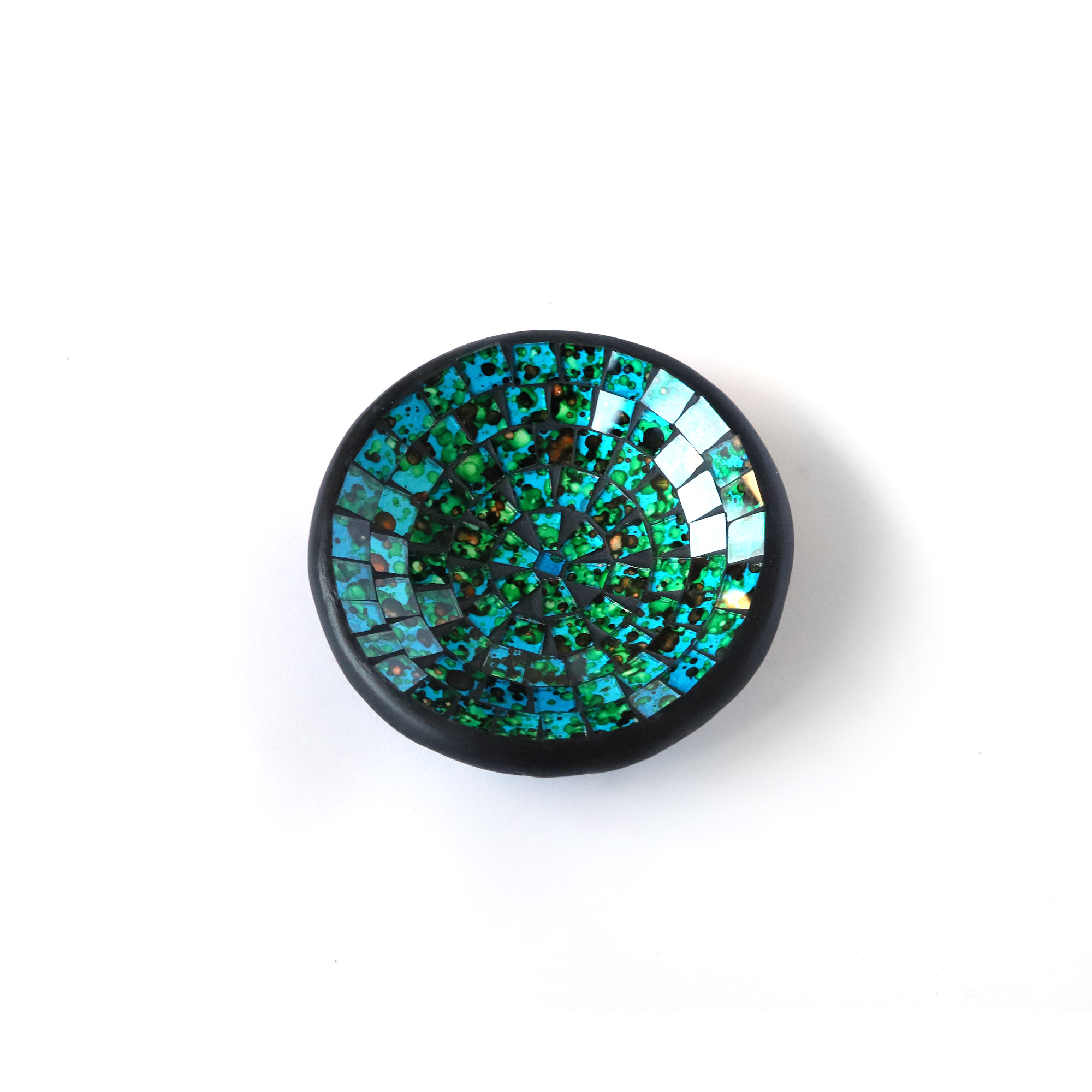 Mosaikteller 'Bali Rain', blau-grün, Ø 12 cm, H 2,5 cm