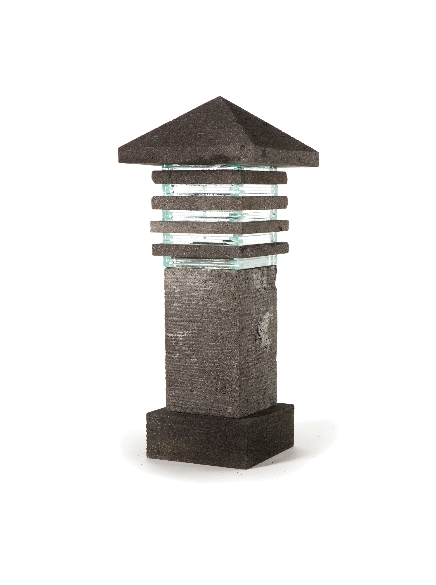 Lavasteinleuchte 'Showa', grau, T 26 cm, B 26 cm, H 64 cm