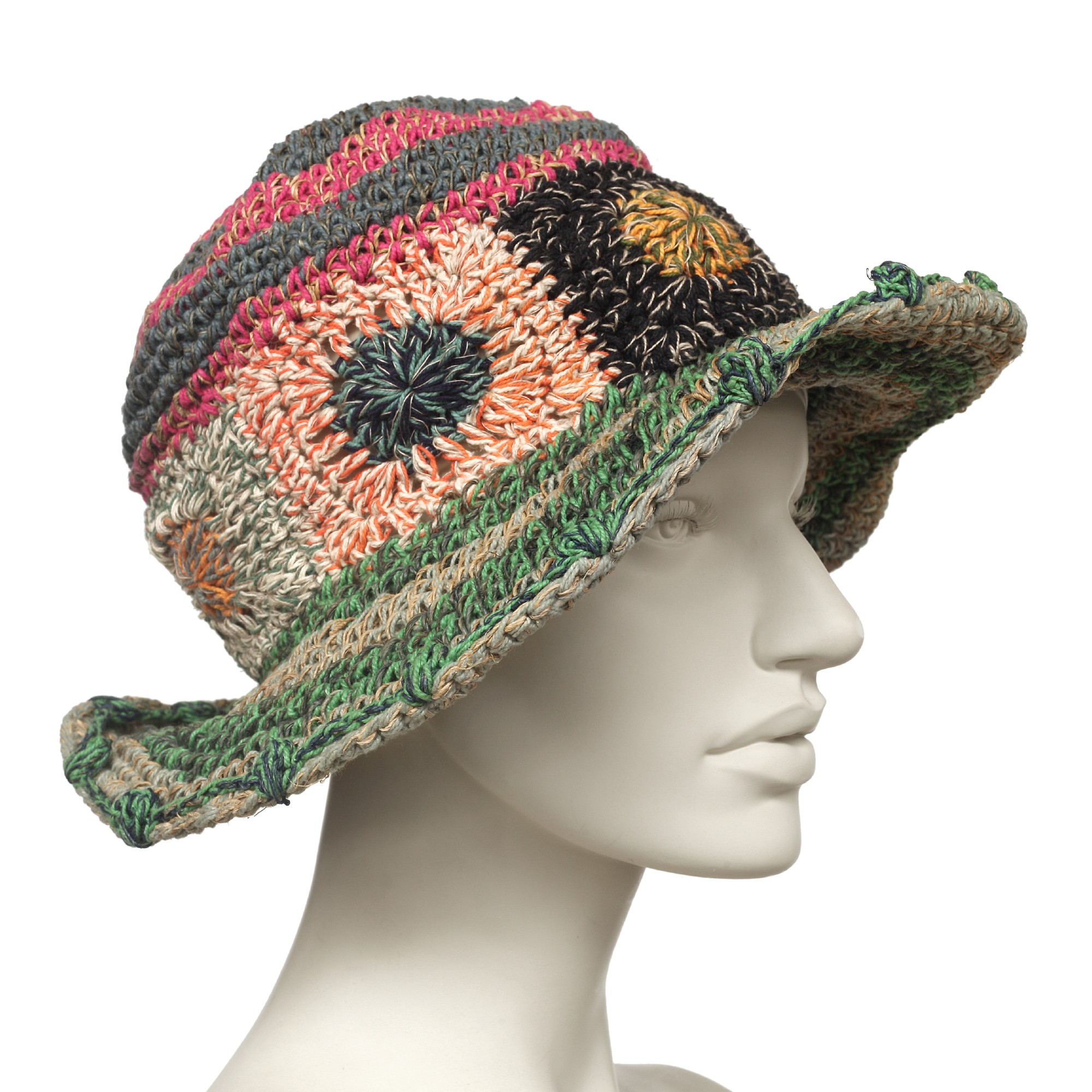 Sommerhut, multicolor, aus Hanffaser und Baumwolle