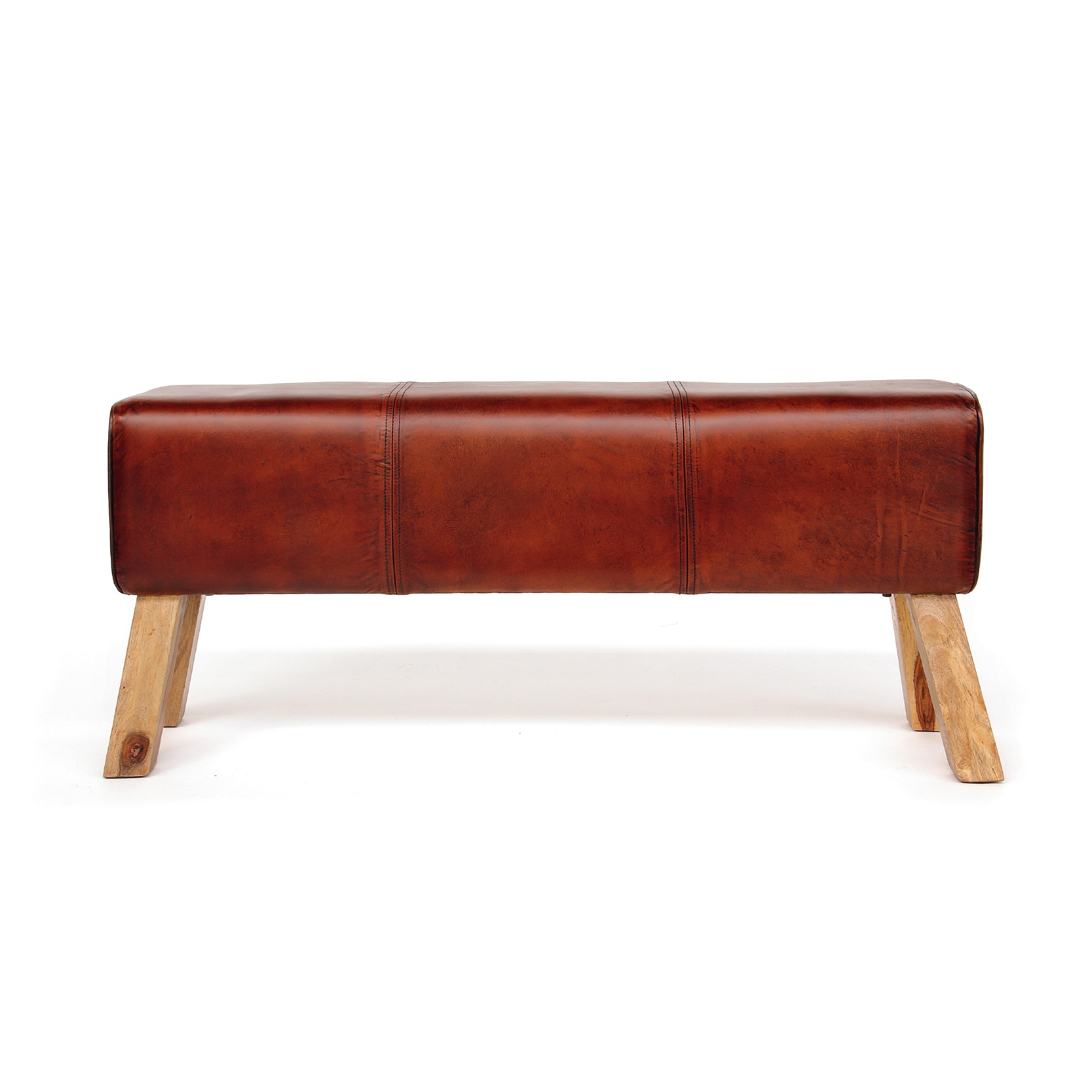 Sitzbank 'Harrison', cognac, natur, B 120 cm, H 53 cm, T 30 cm