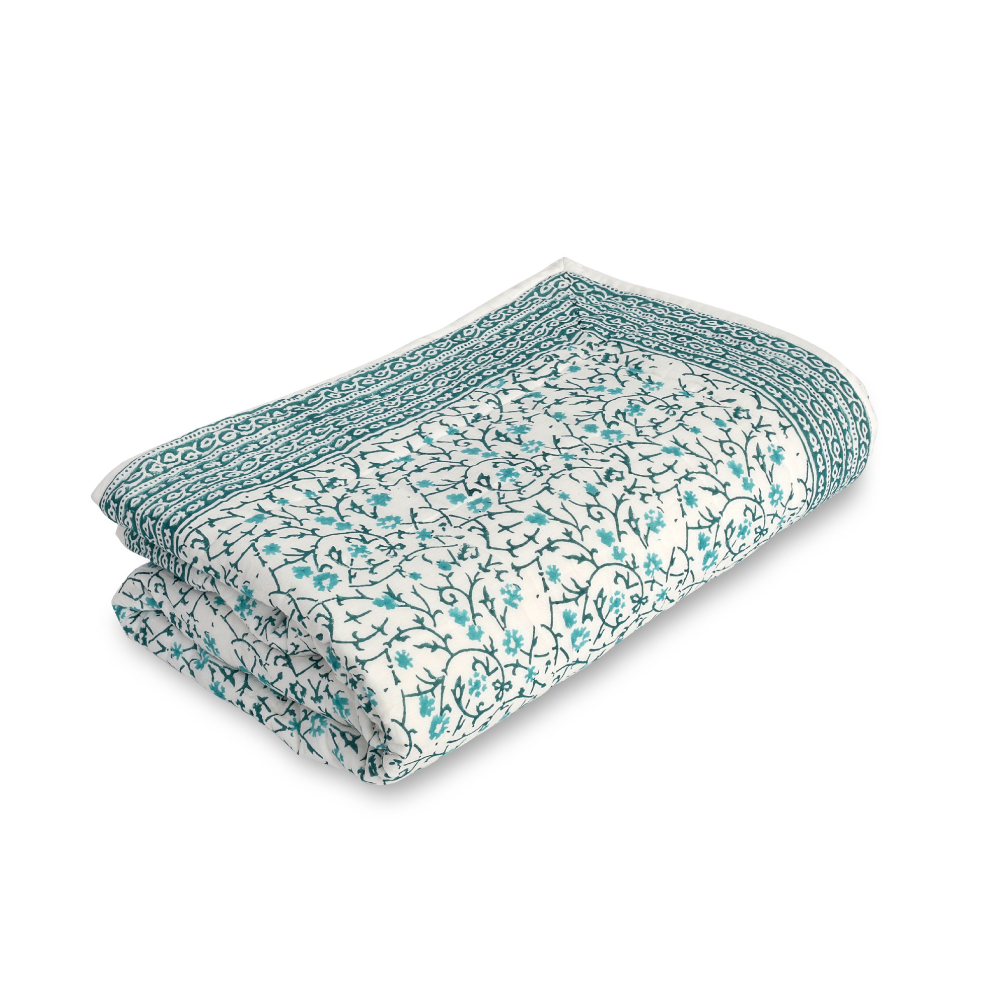 Quilt 'Dezienne', türkis, weiß, T 150 cm, B 225 cm