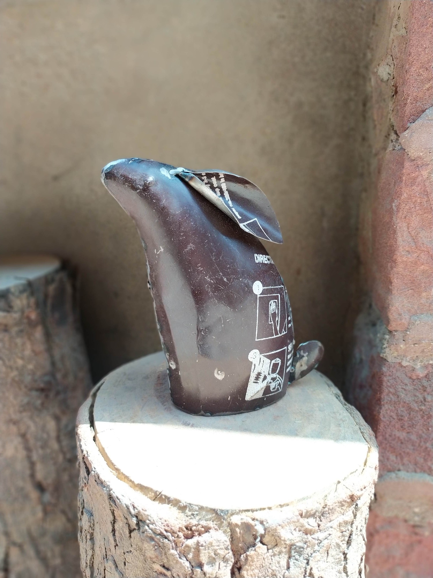 Metallfigur 'Hase', braun, H 20 cm, B 15 cm, L 6 cm