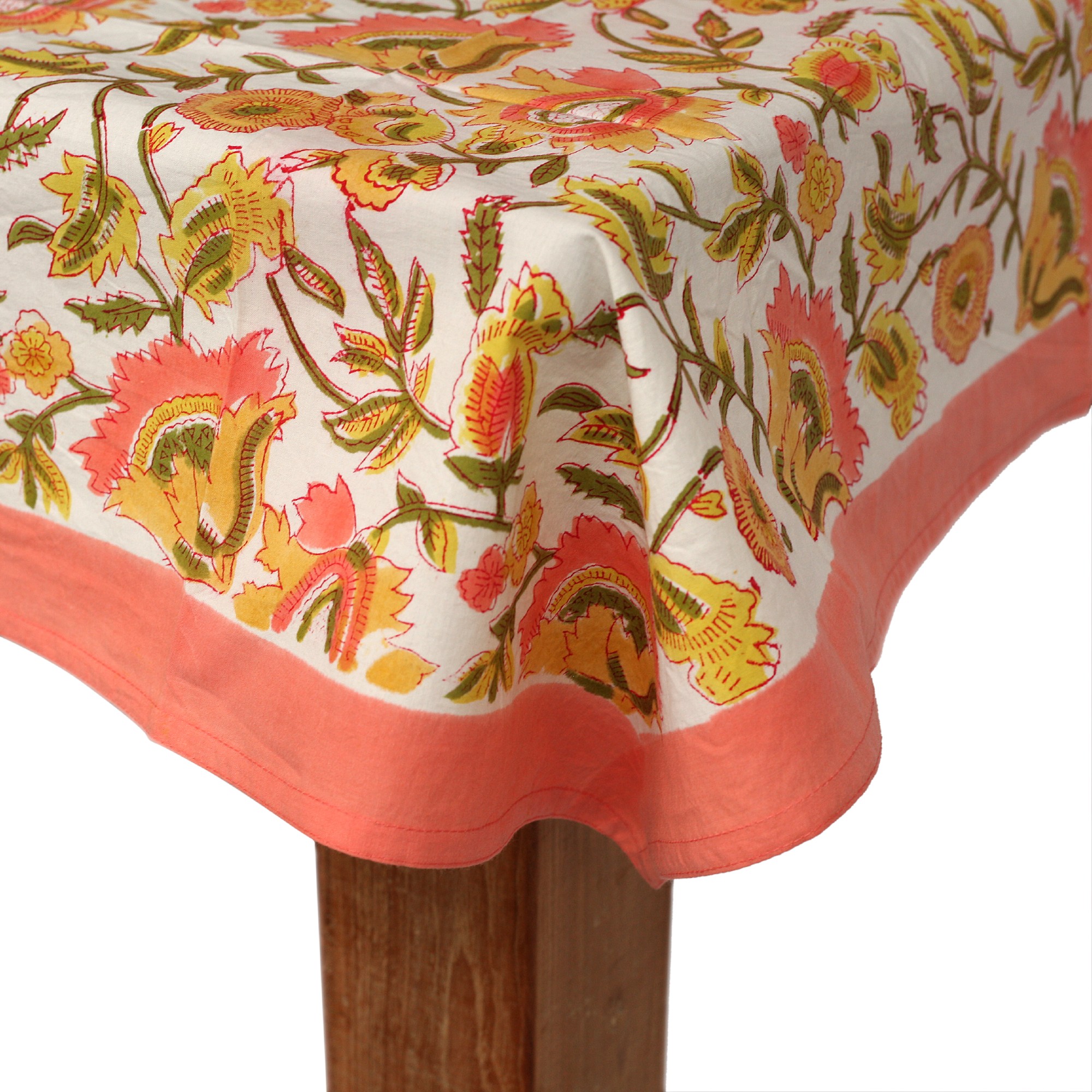 Tischdecke mit Blumenmuster, apricot, multicolor, T 150 cm, B 220 cm