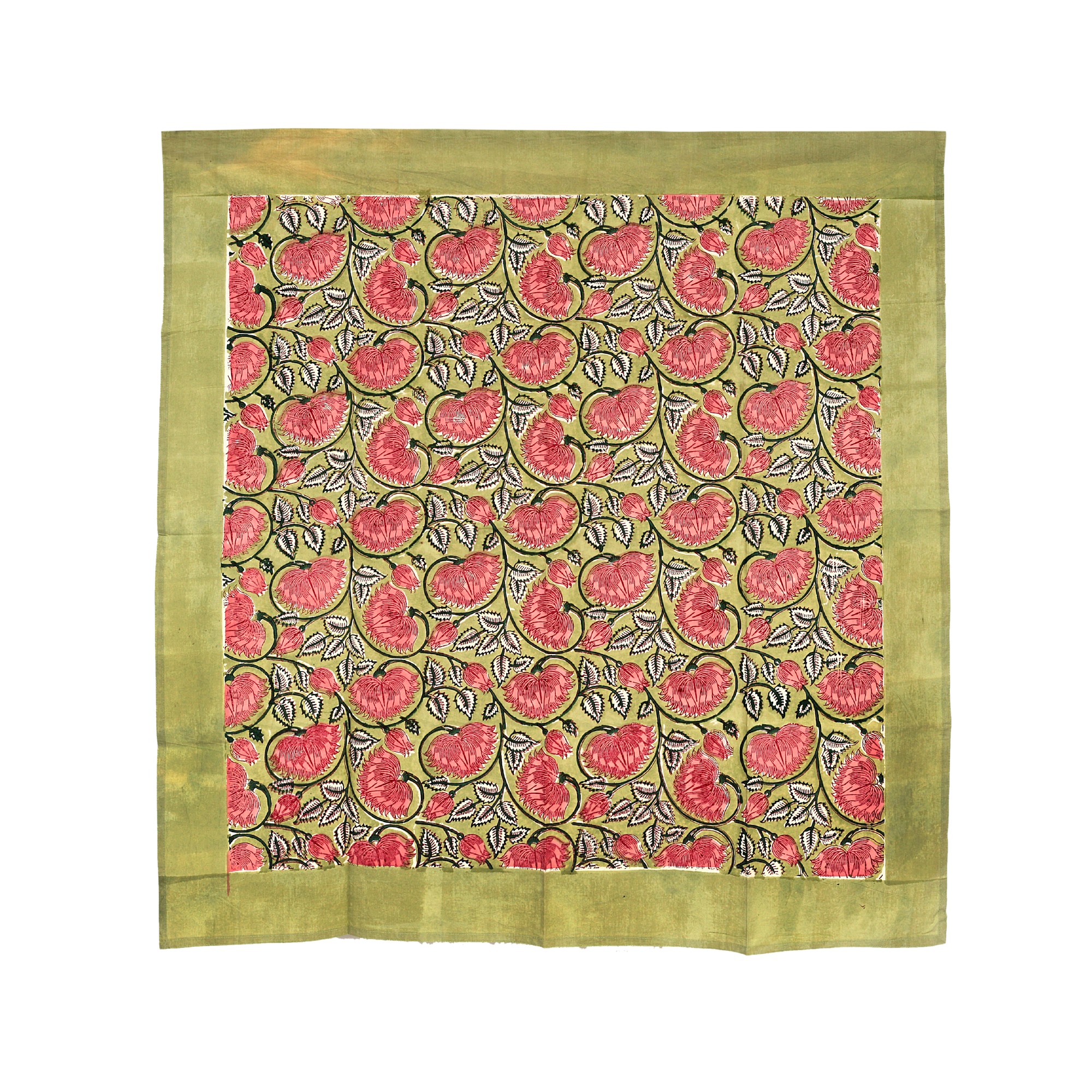 Tischdecke mit Blumenmuster, oliv, T 100 cm, B 100 cm