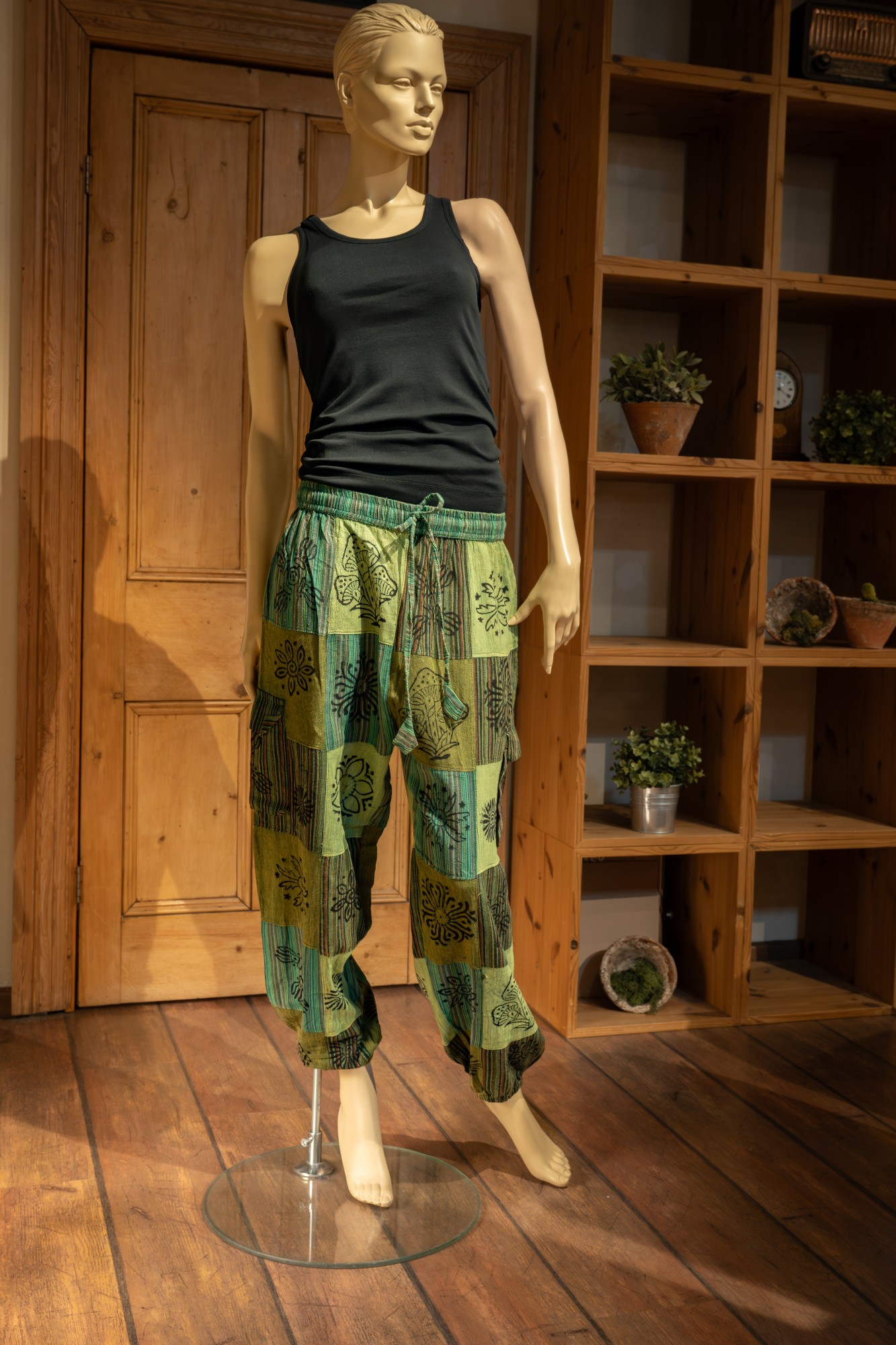 Hose 'Patchwork', grün, blau, in 3 Größen