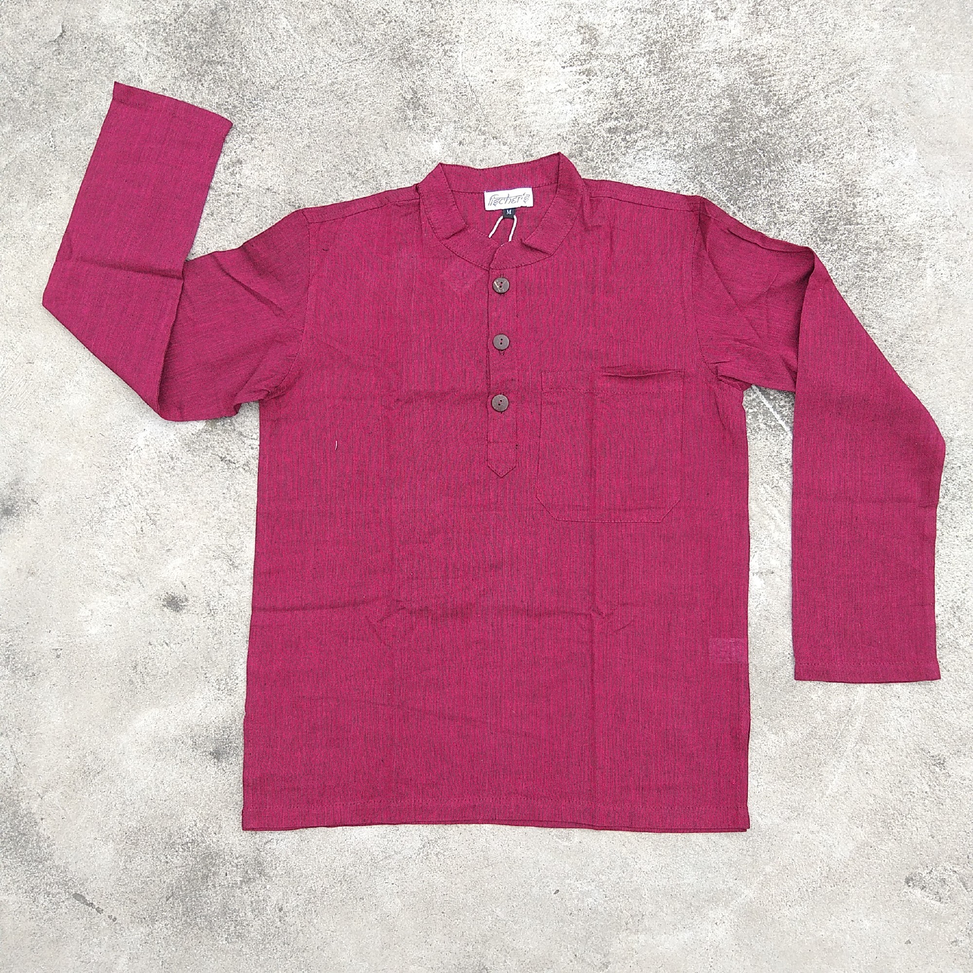 Langarmshirt mit Knopfleiste 'Kura' L, Dunkelrot, T 75 cm, B 61 cm