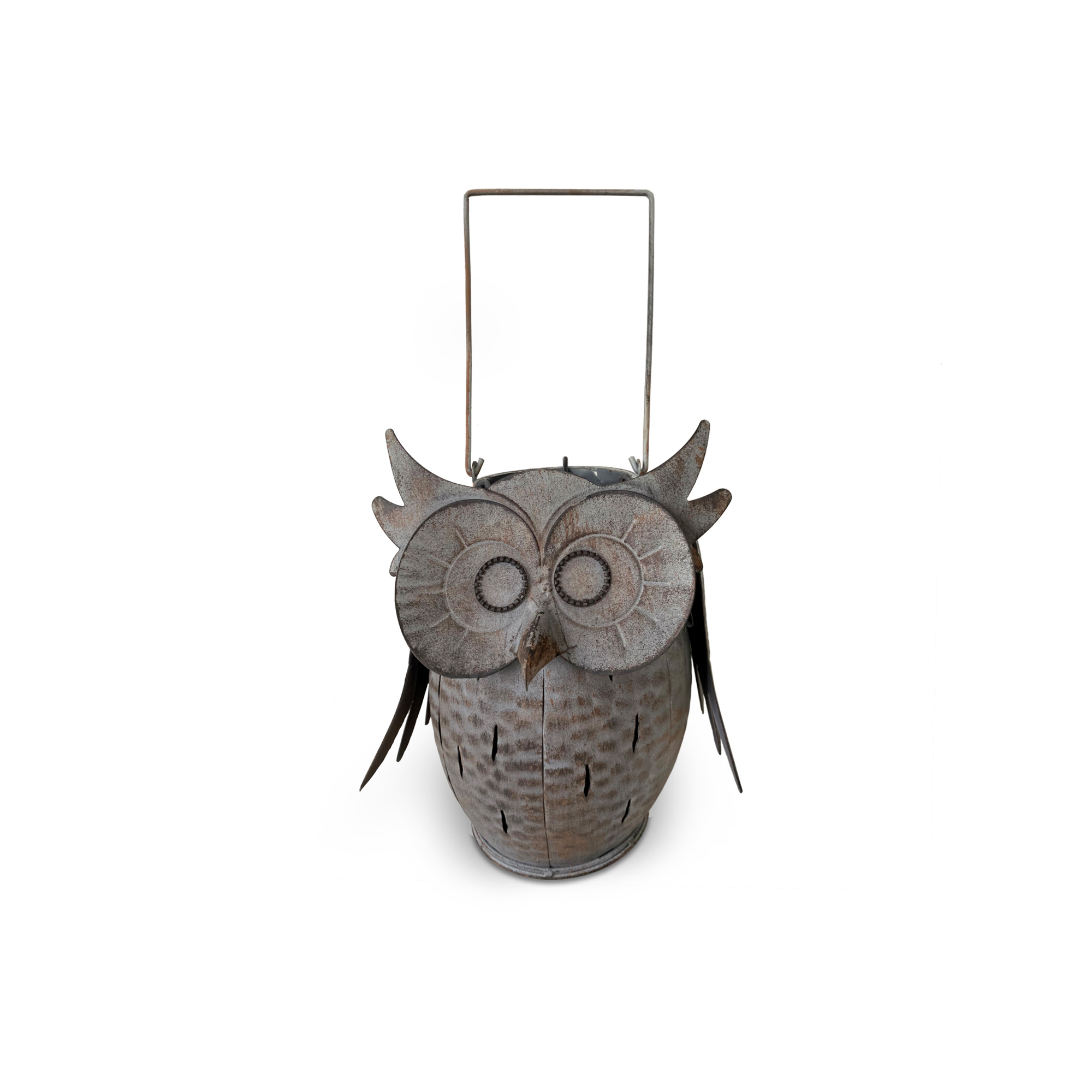 Metalllaterne 'Eule', mit Kerzenhalter, H 37 cm Ø 17 cm