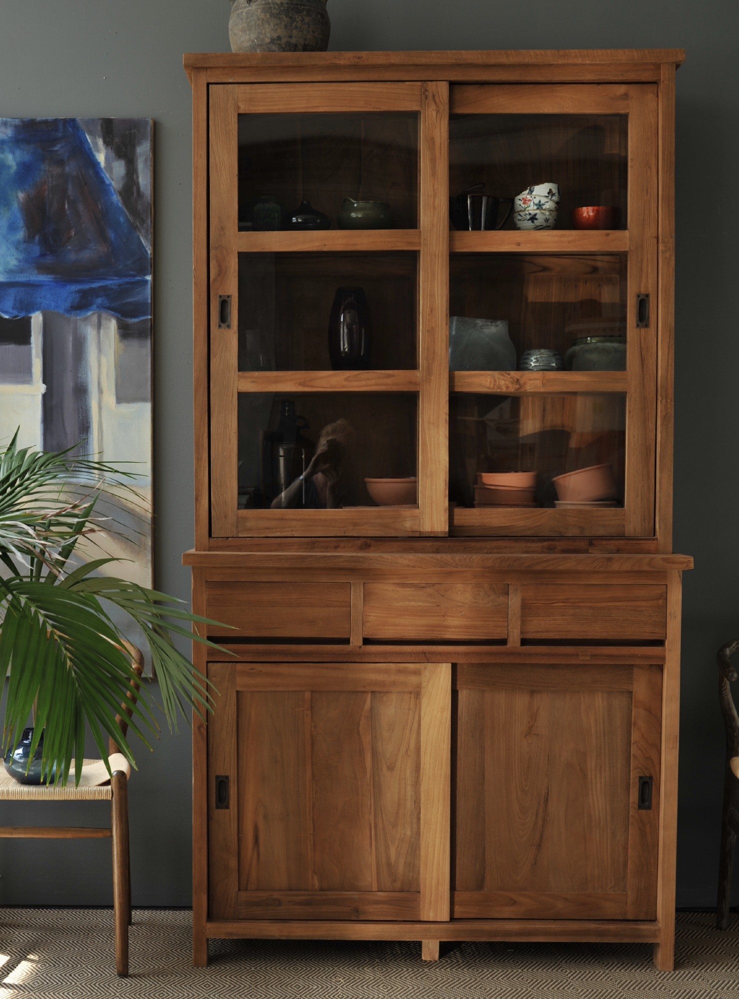 Schrank, Teakholz, B 120 cm, H 220 cm, L 50 cm