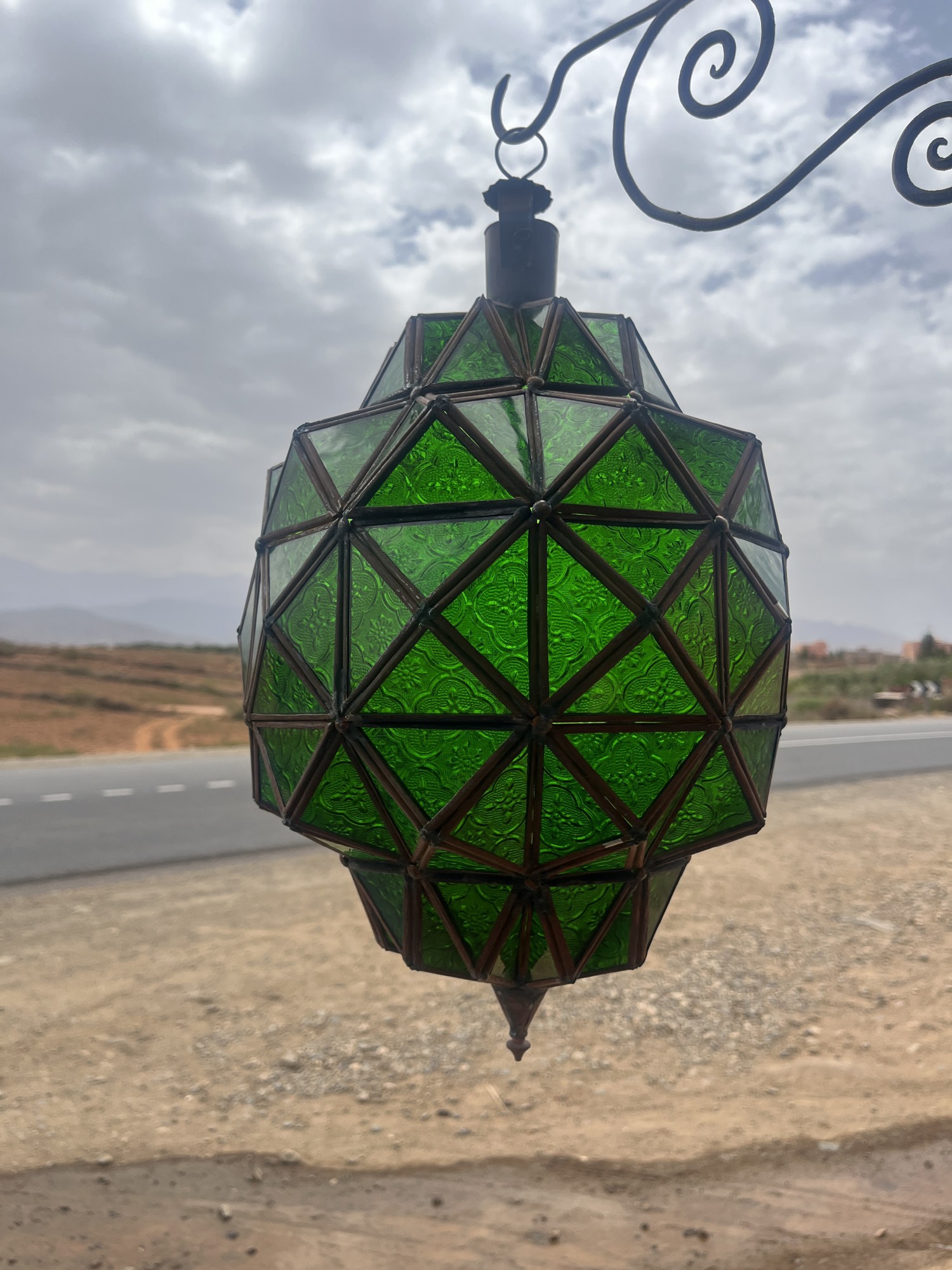 Metalllaterne 'Idris', mit Buntglas, Ø 28 cm, H 40 cm