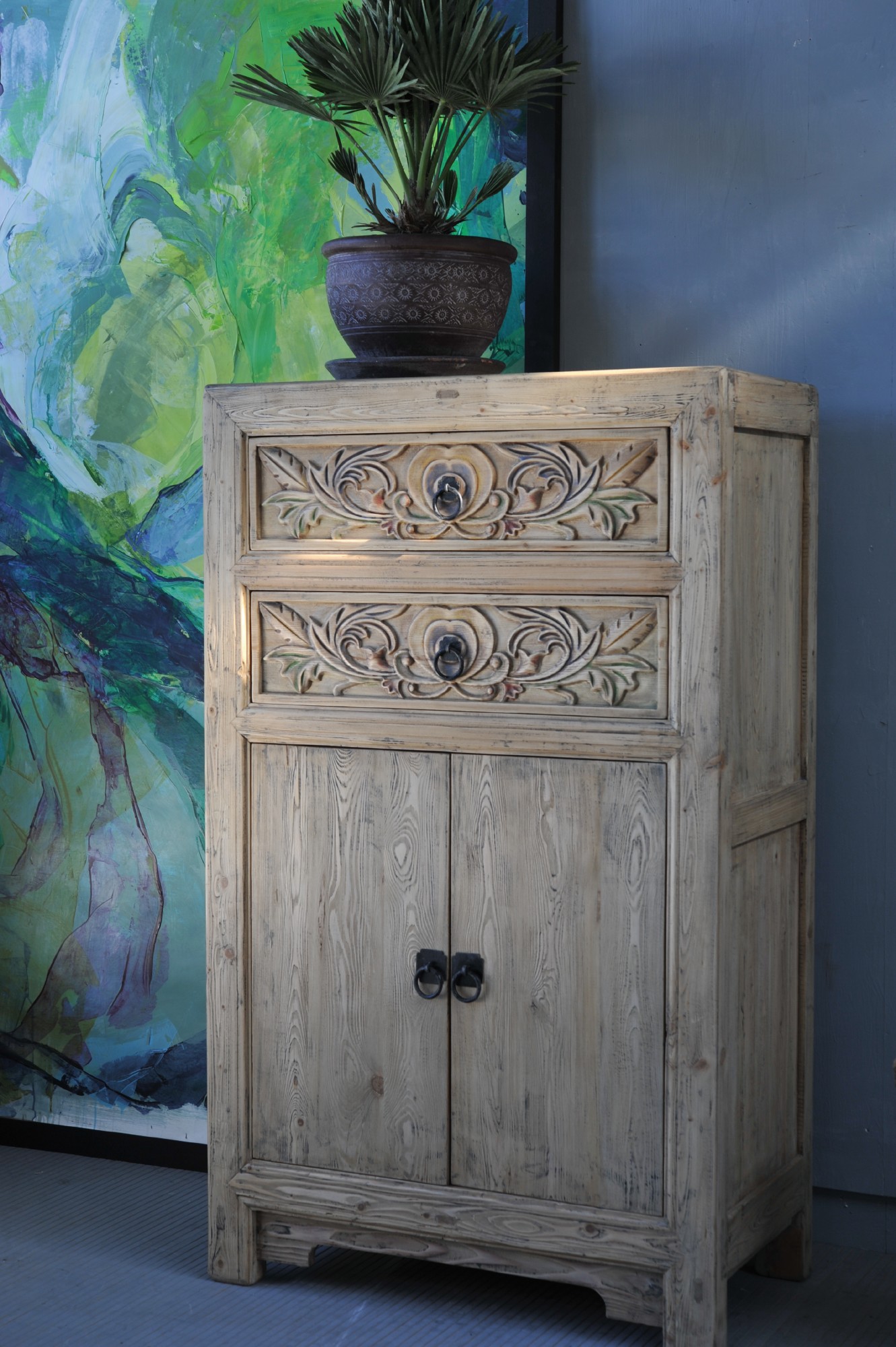 Kommode 'Herolind', 2 Schubladen, 2 Türen, natur, T 45 cm, B 83 cm, H 138 cm