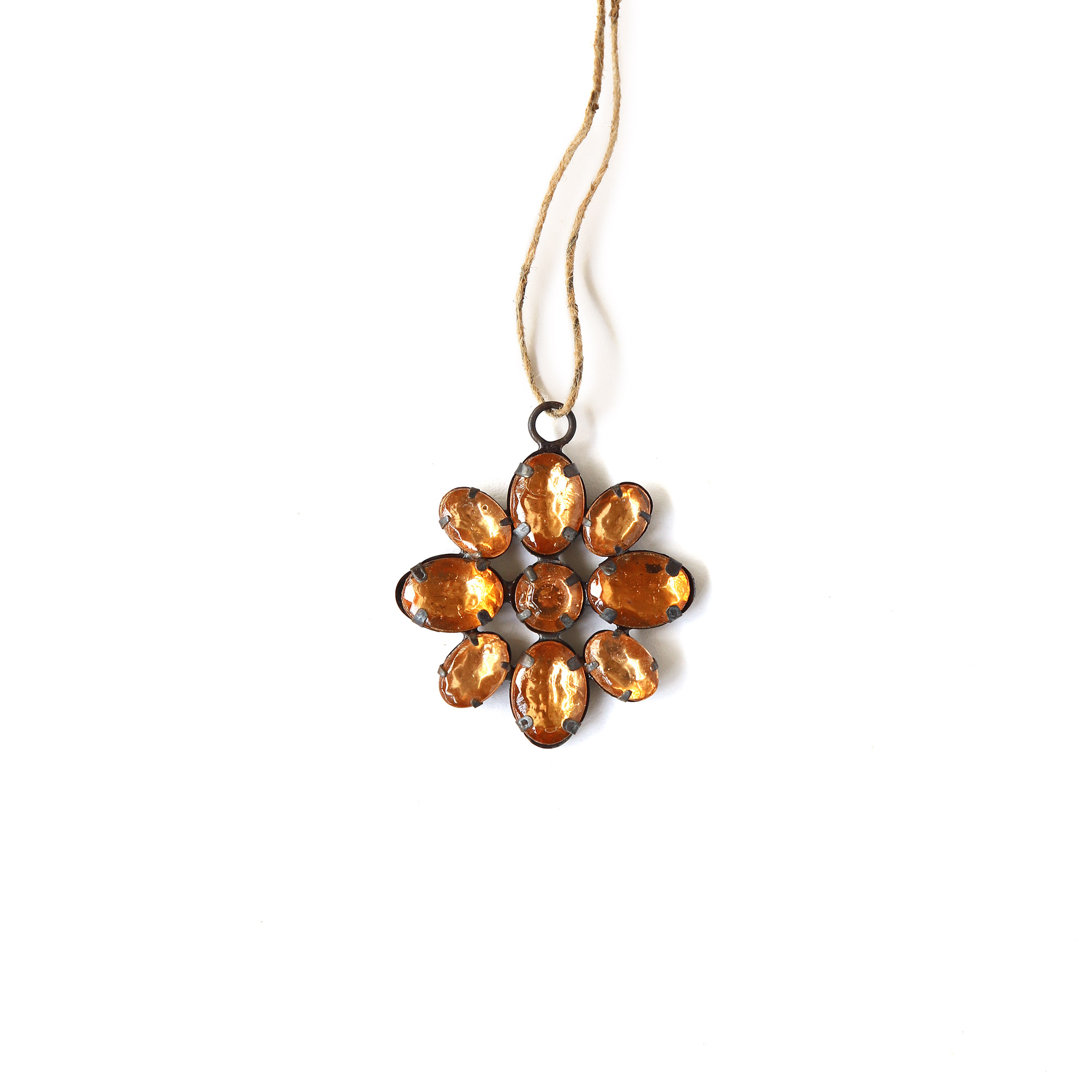 Ornament mit Glassteinen rot, Ø 5 cm