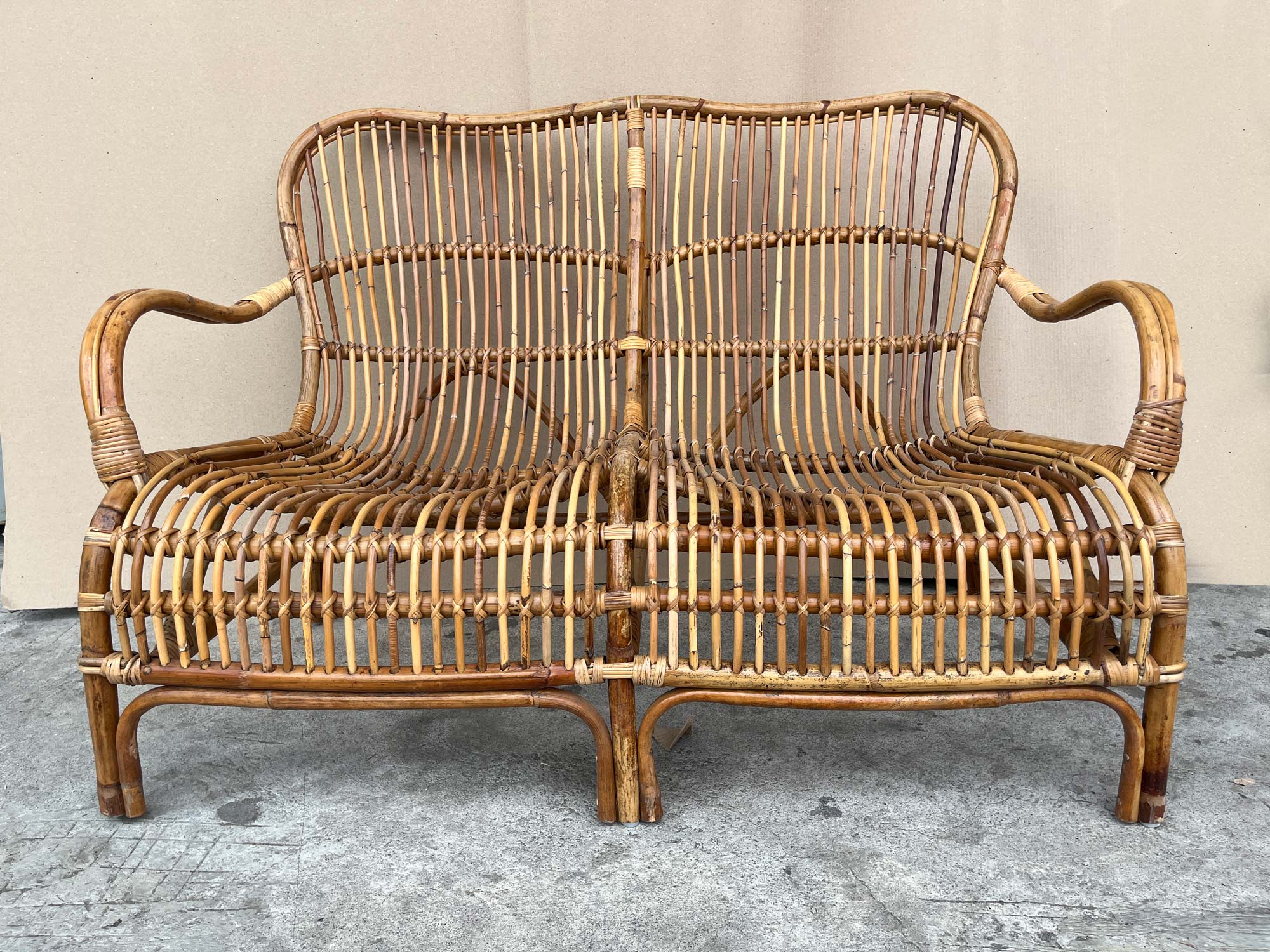 Bank 'Ewaldson' aus Rattan, B 126 cm, L 82 cm, H 85 cm