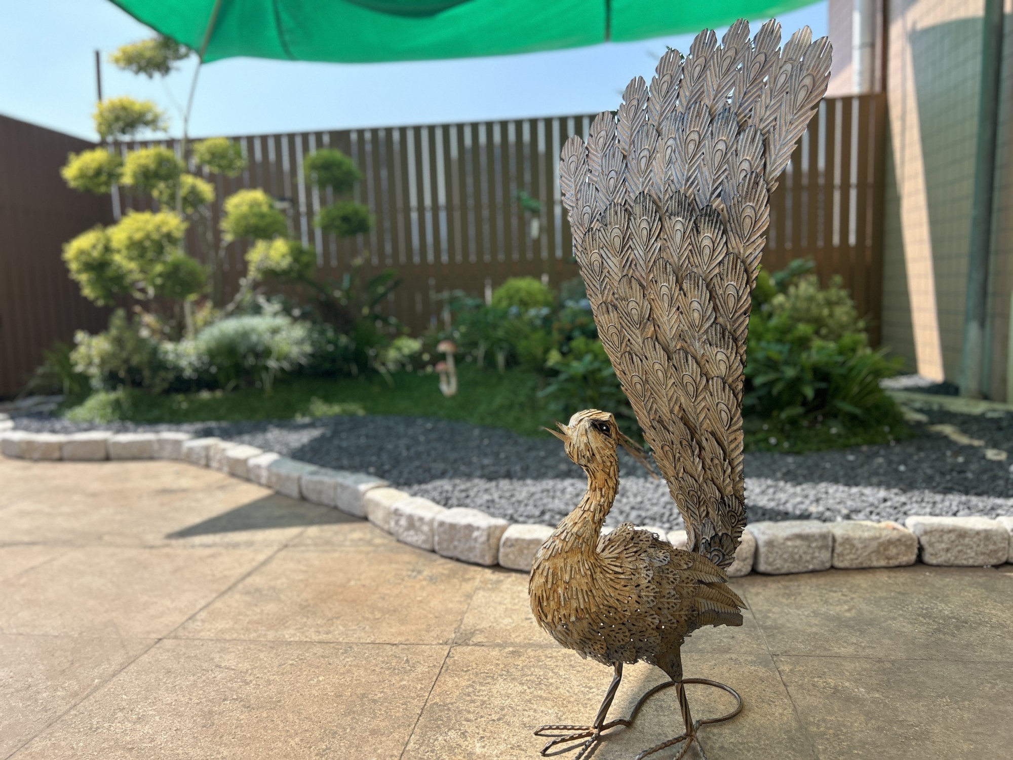 Metall-Skulptur 'Pfau', B 66 cm, T 60 cm, H 93 cm