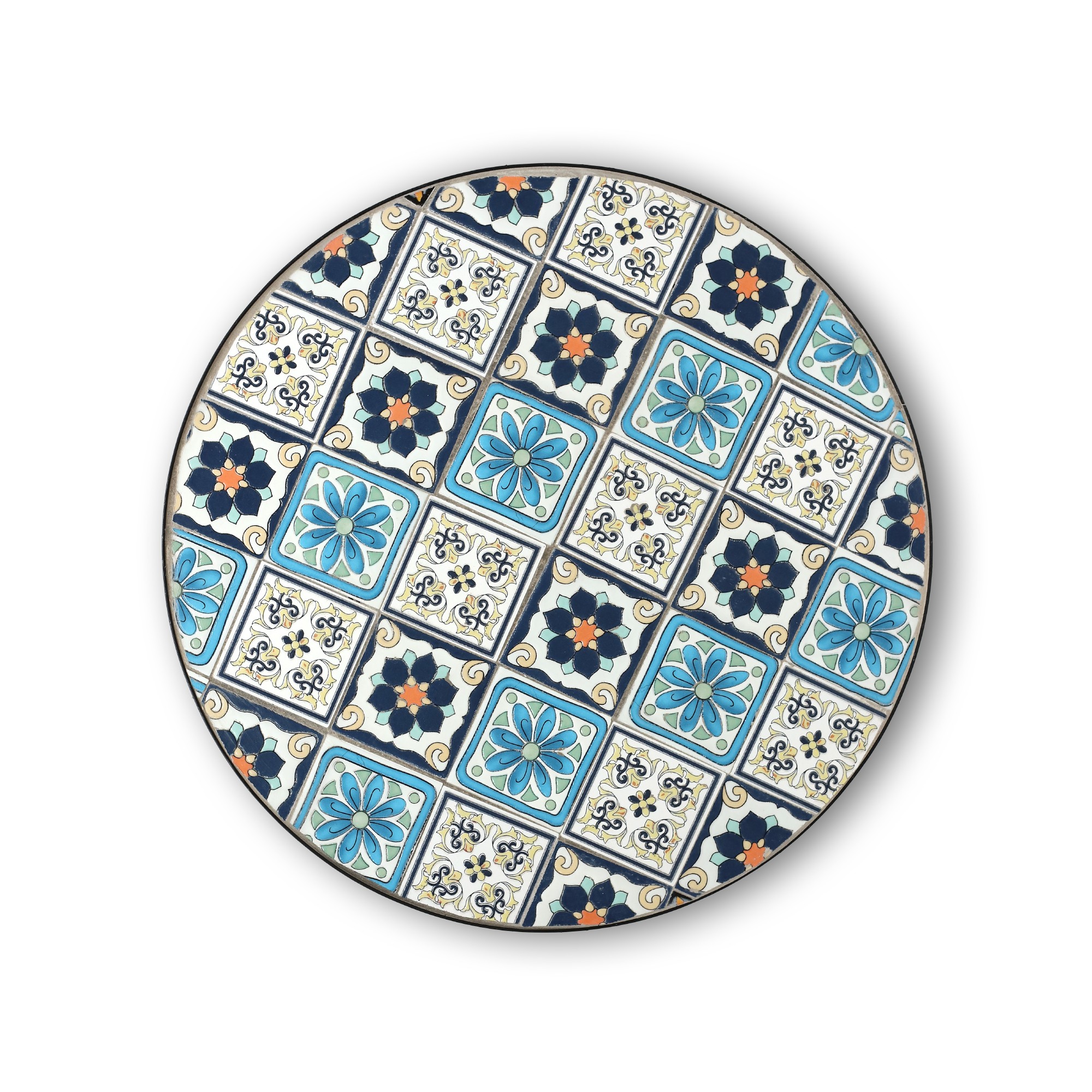 Kacheltisch 'Orléans', blau, Ø 60 cm, H 71 cm