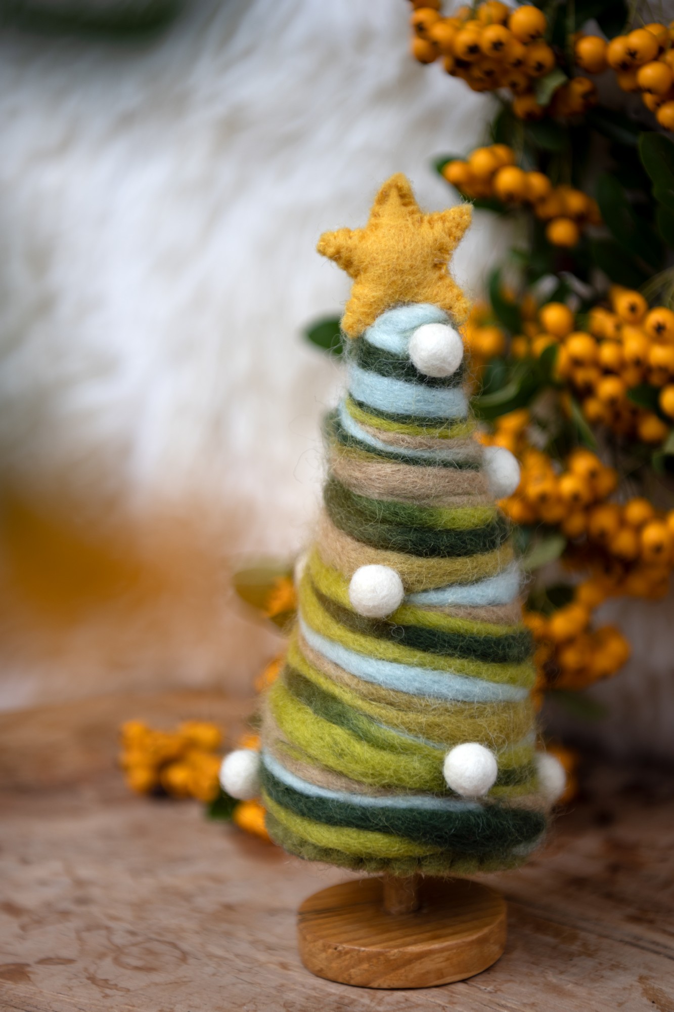 Filzbaum mit Ständer, grün, Ø 6 cm, H 20 cm