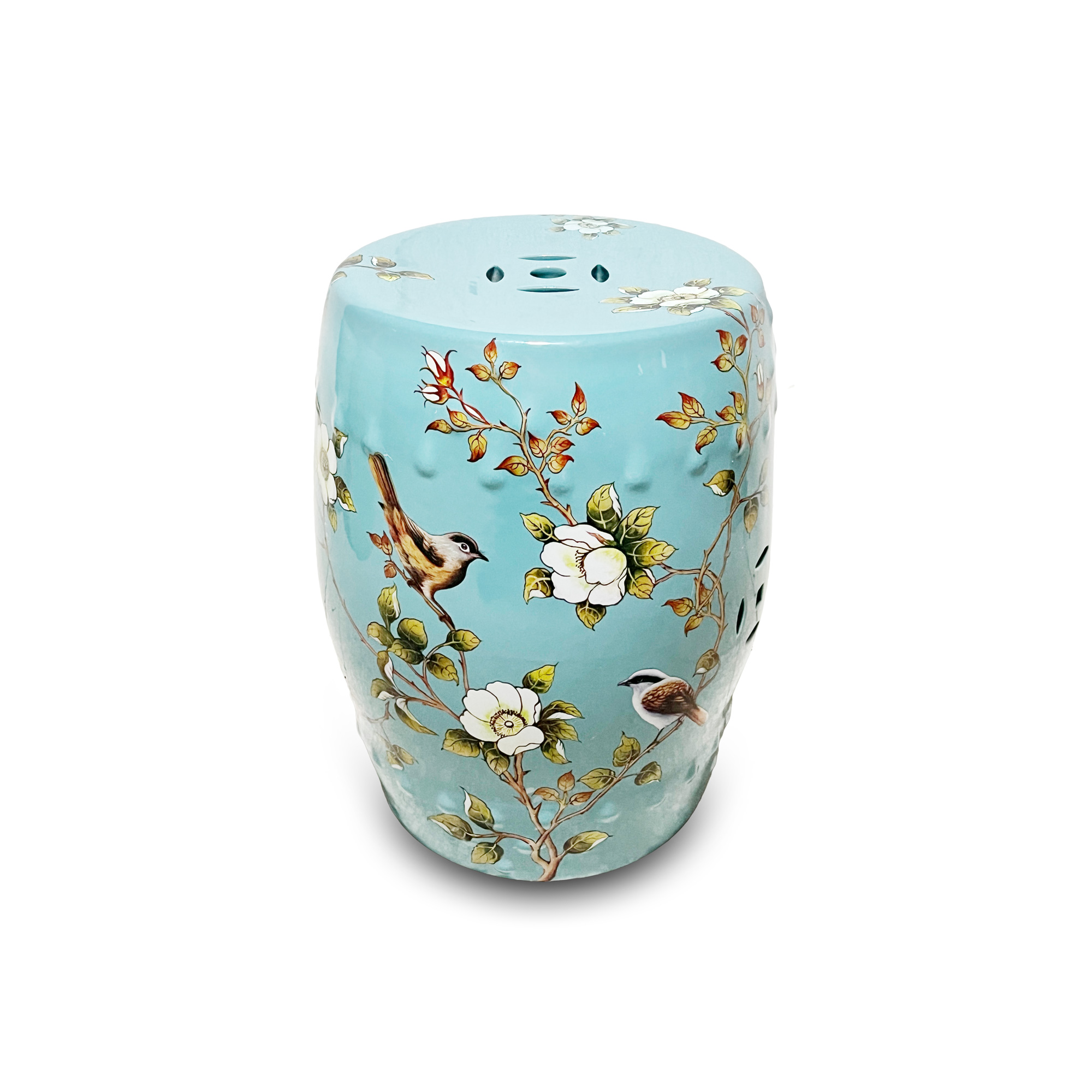Keramik-Hocker, blau, multicolor, Ø 34 cm, H 43 cm