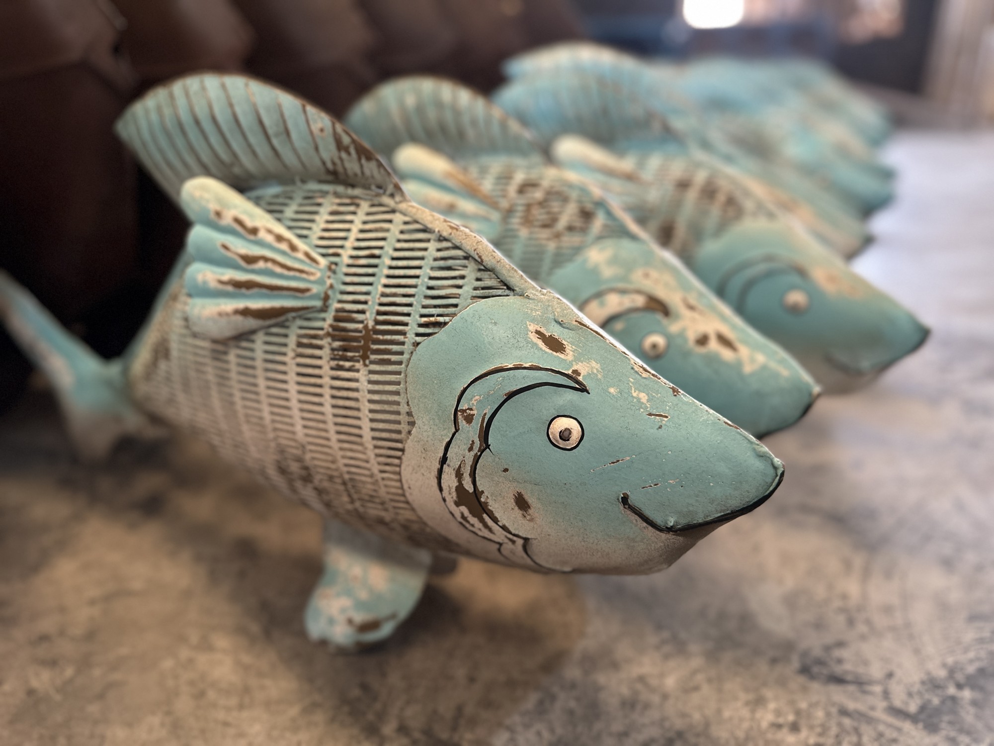 Fischlaterne, blau, B 80 cm, H 36 cm, L 18 cm