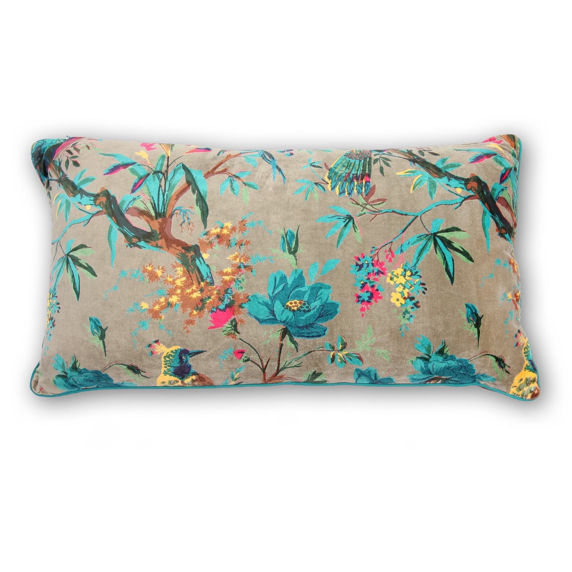 Samt-Kissen 'Fantasia', grau, multicolor, B 60 cm, H 35 cm