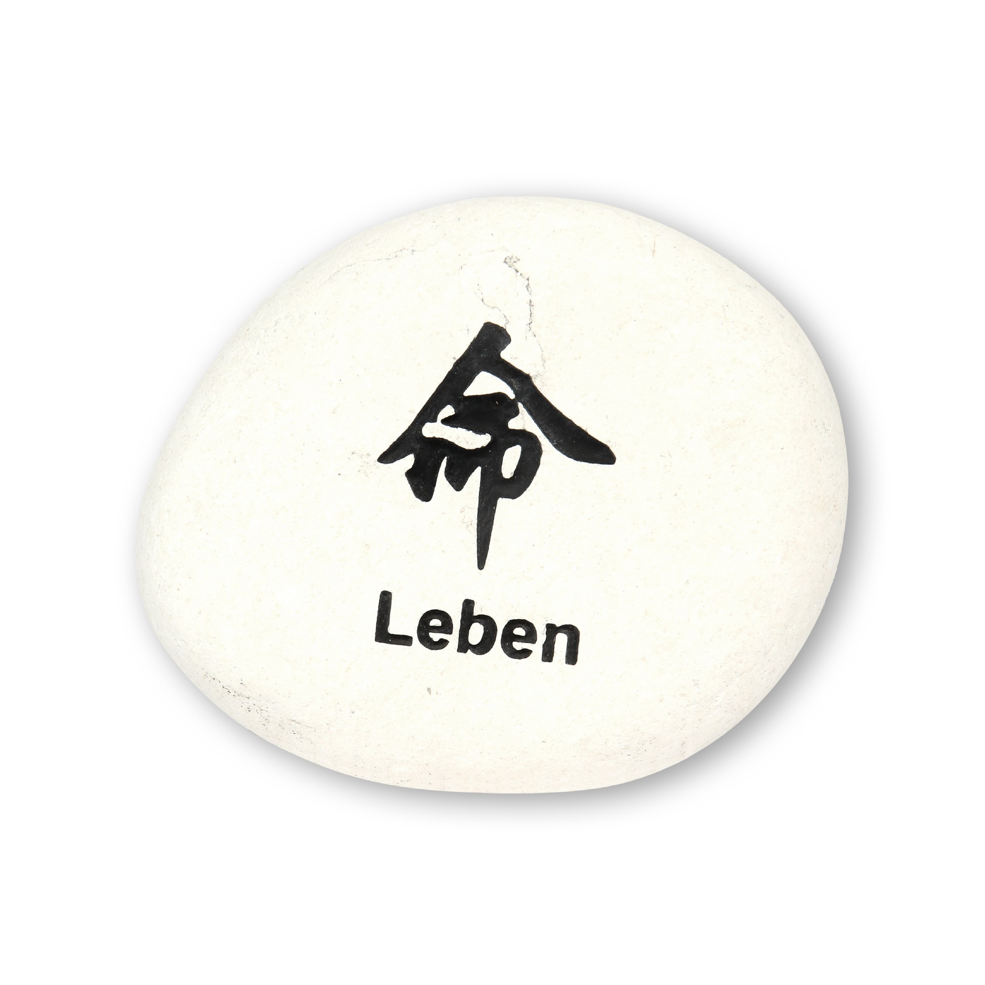Flusskieselstein 'Leben', weiß, T 8 cm, B 8 cm