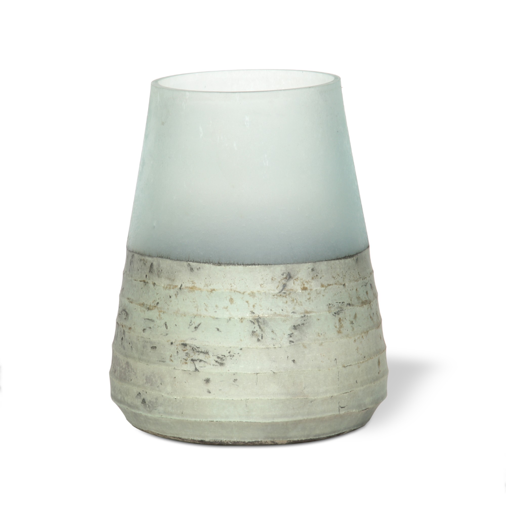 Windlicht 'Ocean', antik silber, weiß, Ø 15 cm, H 19 cm