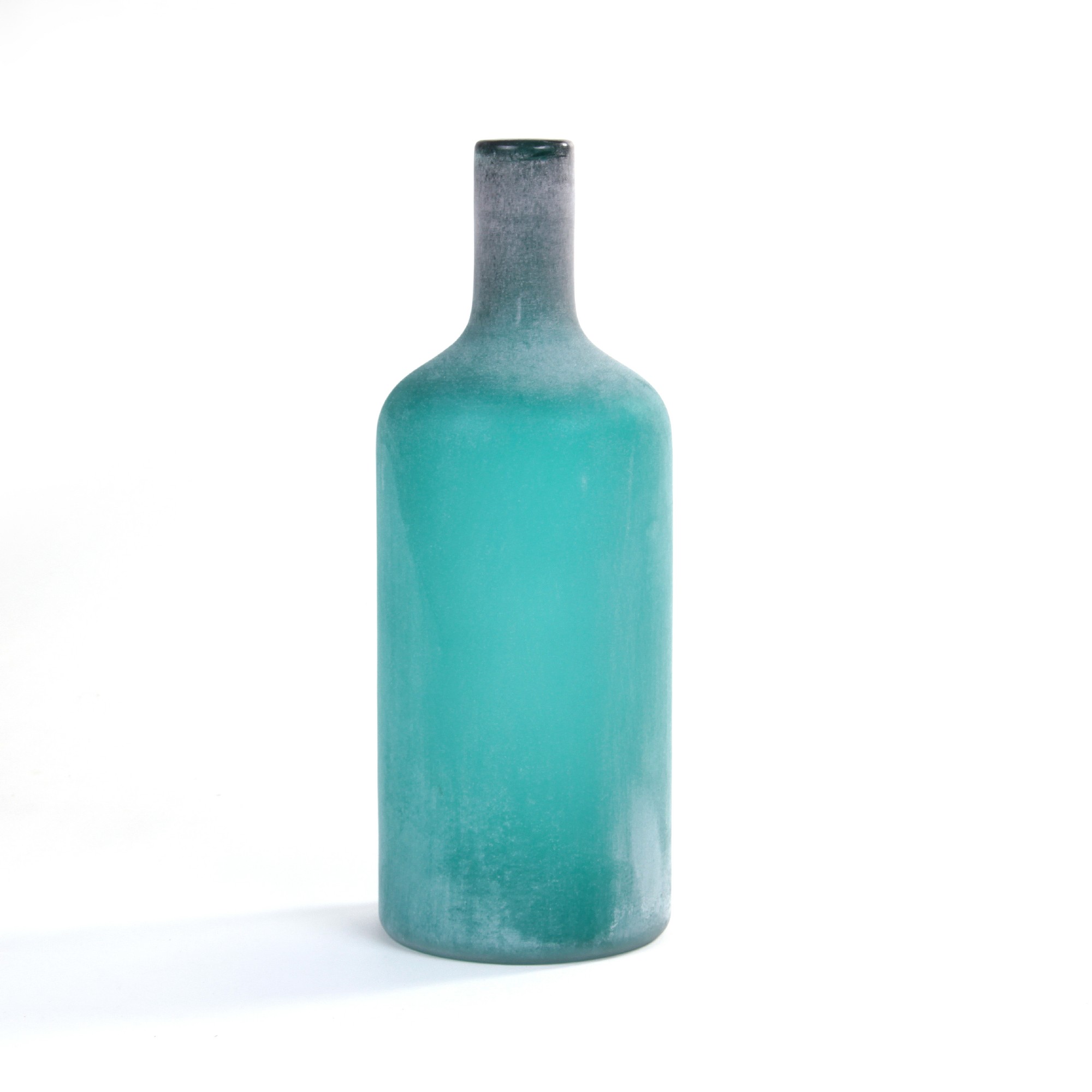 Glasflasche 'Tusk', petrol, gefrostet, Ø 15 cm, H 40 cm