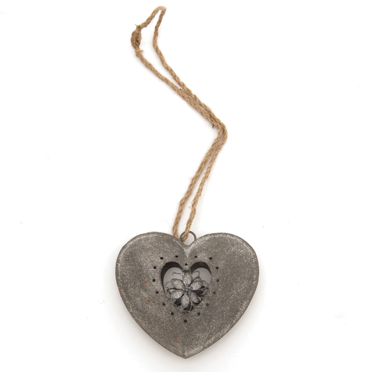 Dekoherz 'Fleur' aus Metall, grau, B 18 cm, H 18 cm