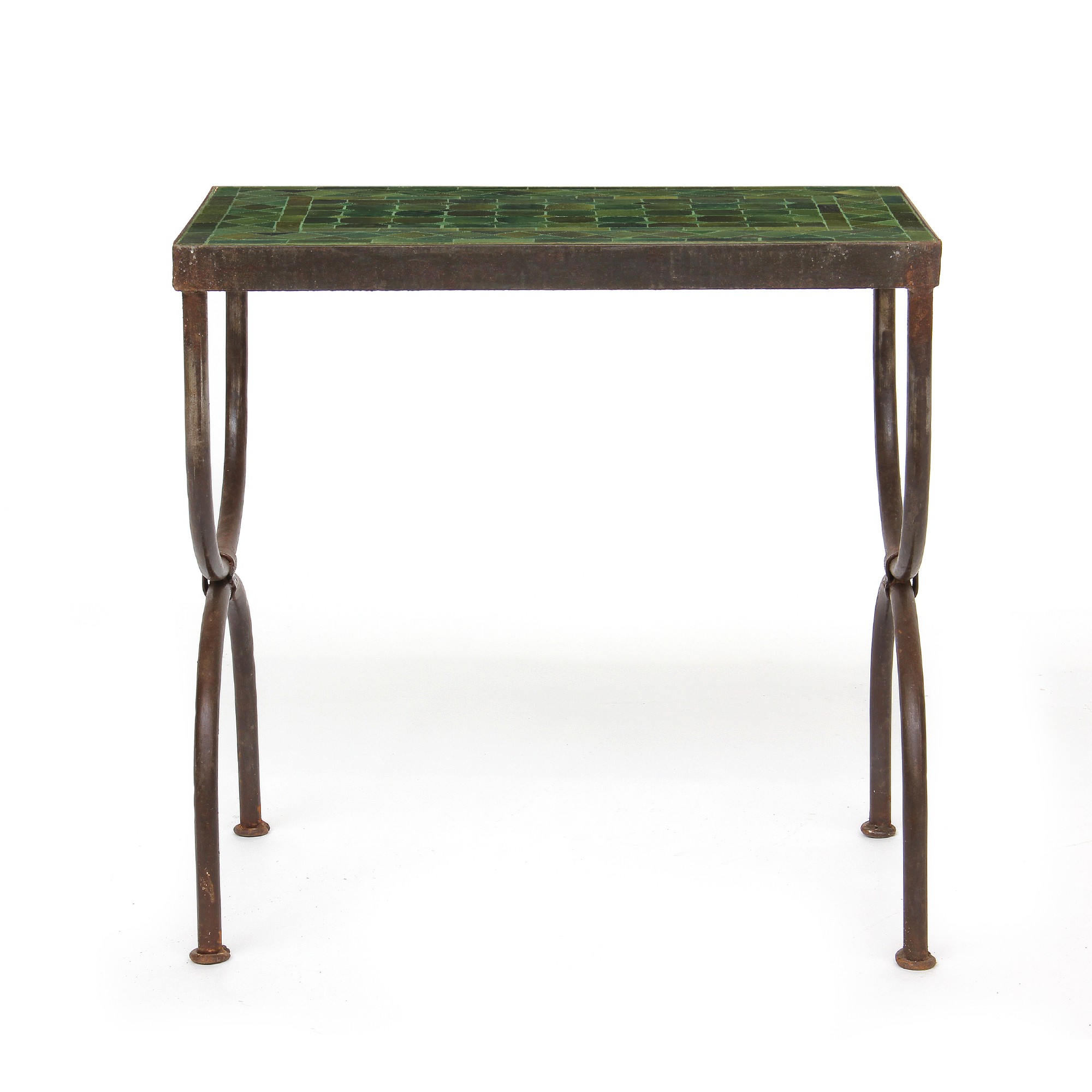 Mosaik-Beistelltisch L, oliv, B 50 cm, L 30 cm, H 50 cm