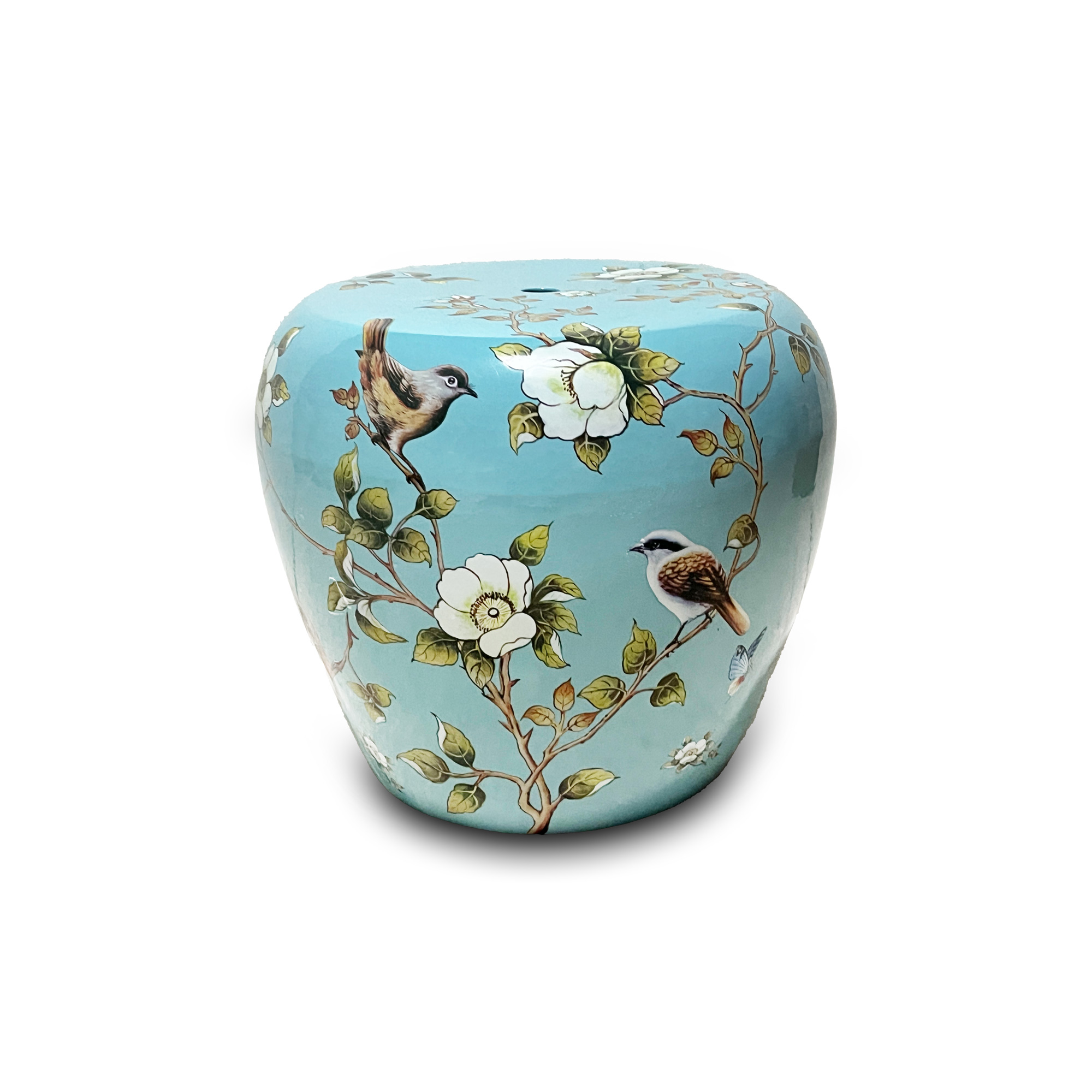 Keramik-Hocker, blau, multicolor, Ø 37 cm, H 31 cm