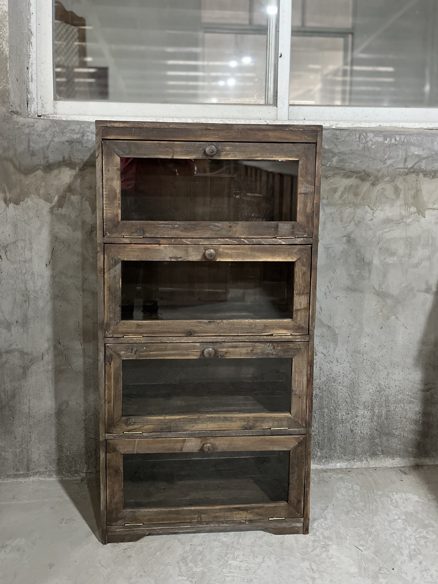 Vitrinenschrank 4 Fächer, braun, B 60,5 cm, T 30 cm, H 120,5 cm