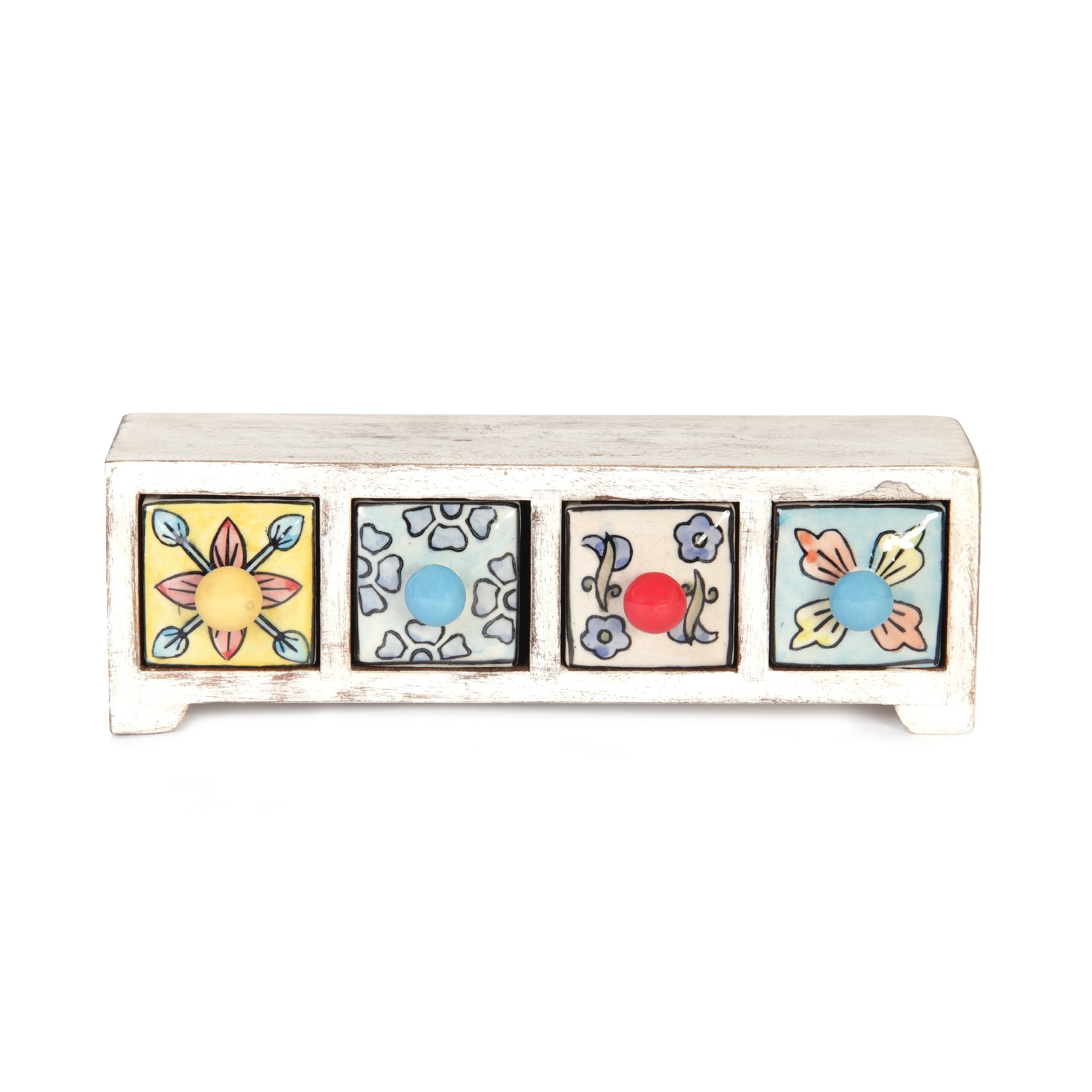 Schubladentruhe mit 4 Schubladen, weiß, B 30 cm, H 10 cm, L 10 cm