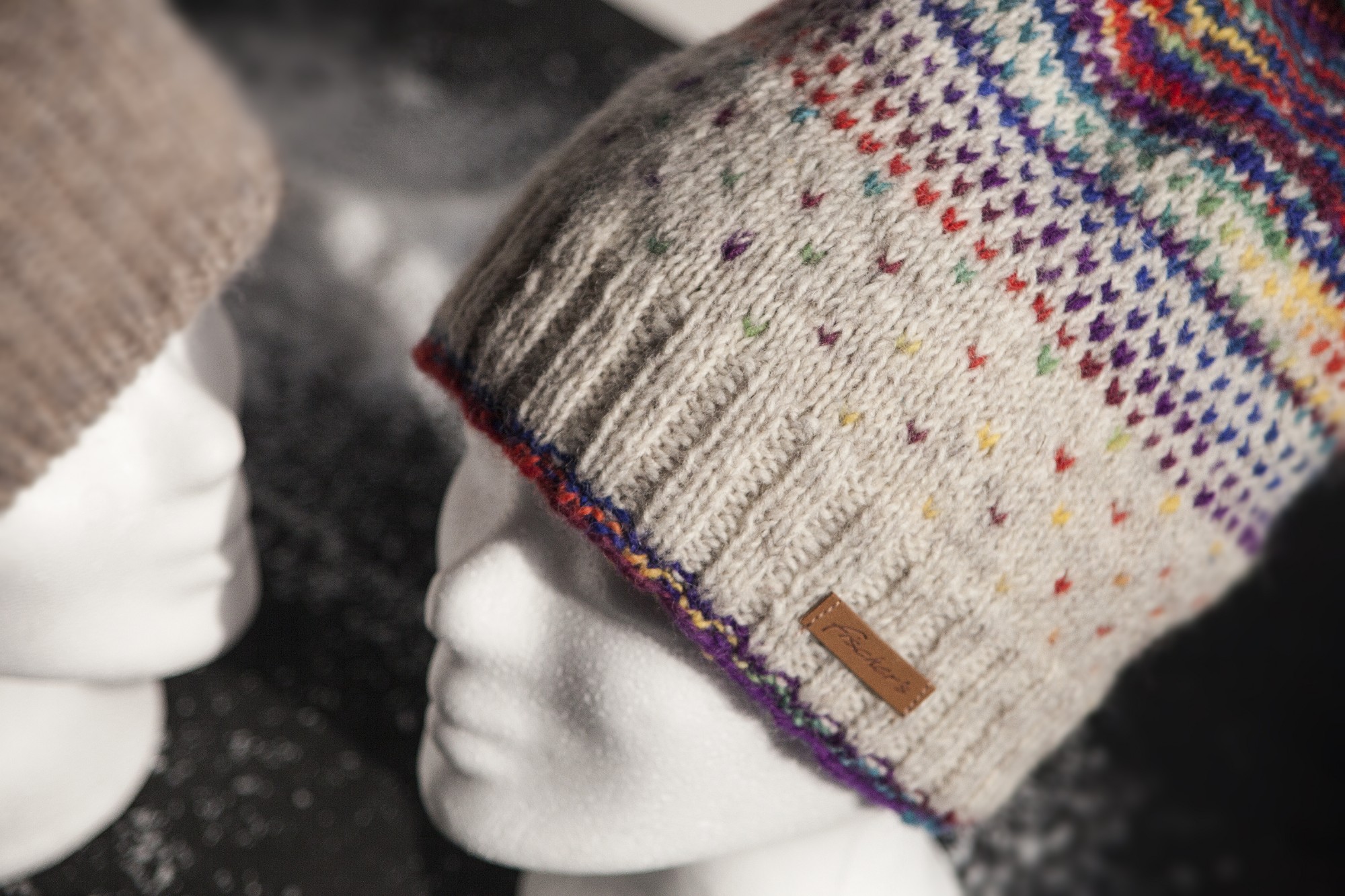 Strickmütze, beige, multicolor