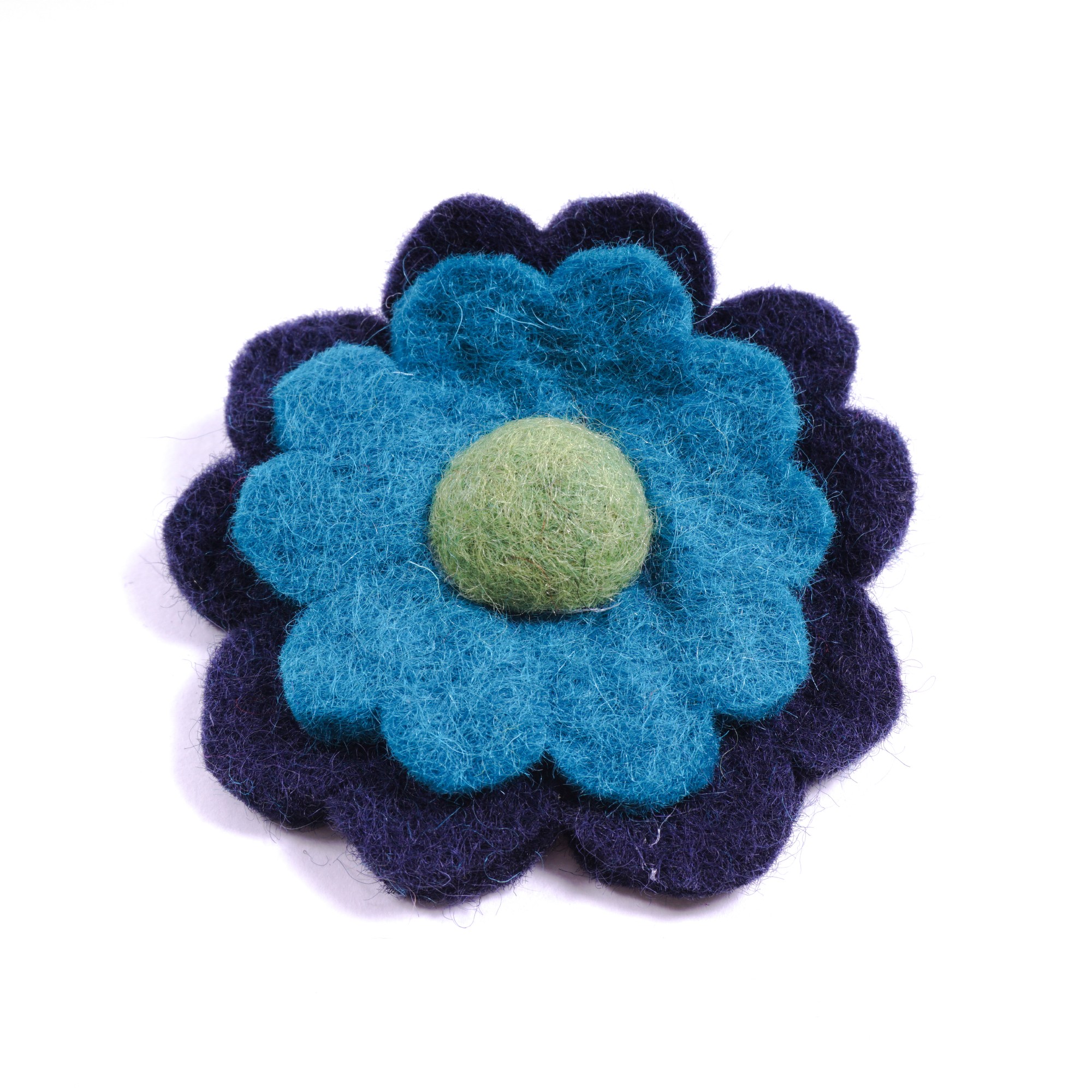 Filz-Brosche 'Tagesblume', blau, türkis