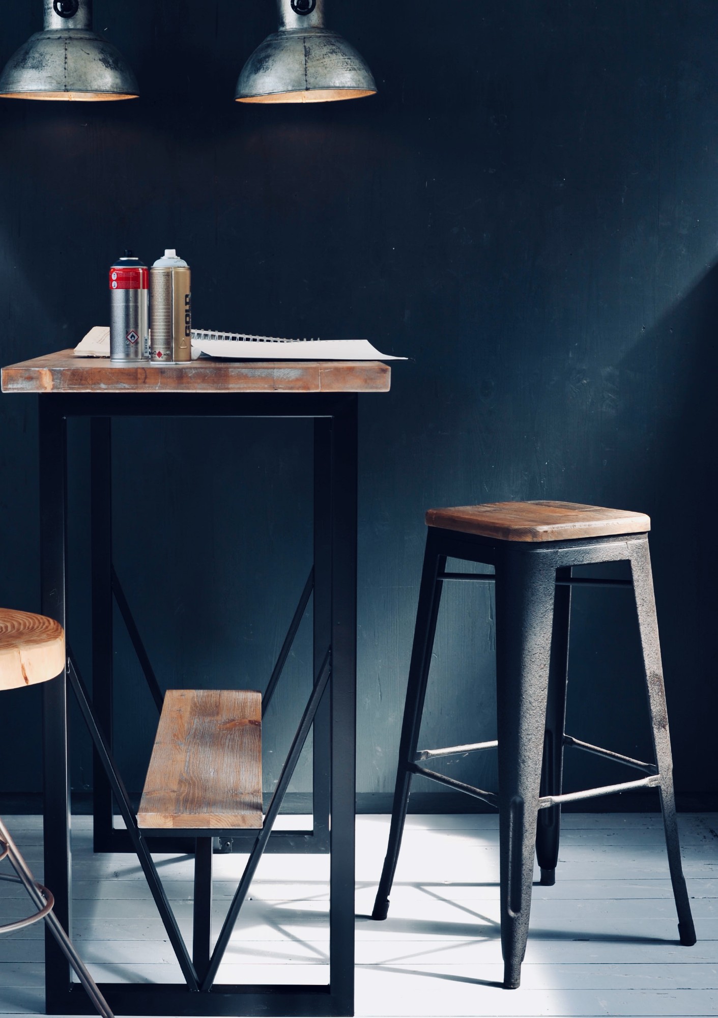 Bartisch 'Valentin', hellbraun, schwarz, T 60 cm, B 100 cm, H 105 cm