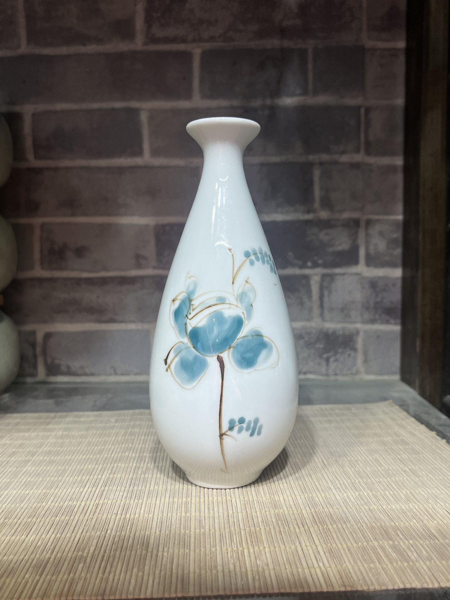 Keramikvase 'Flower', handbemalt, Ø 7 cm, H 16 cm