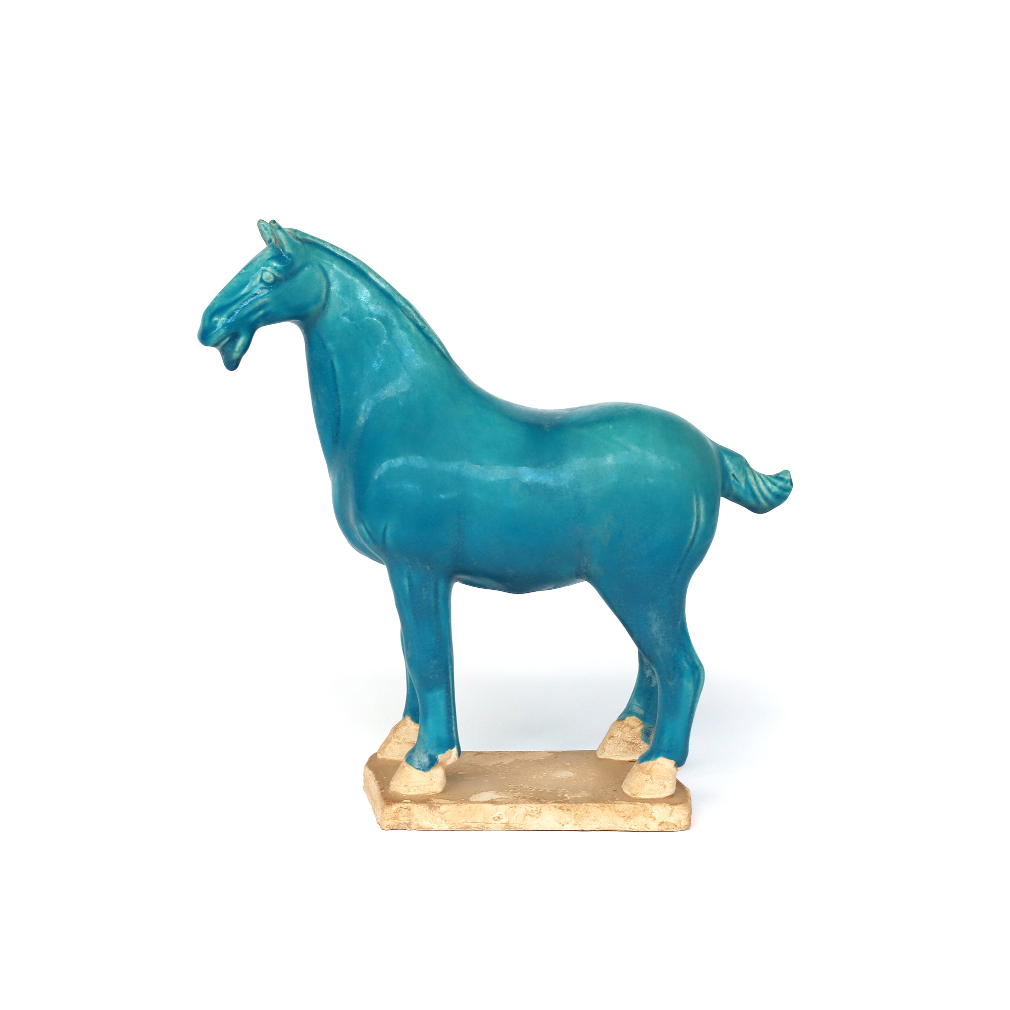 Keramikpferd 'Tang Dynastie', blau, T 21 cm, B 8 cm, H 21 cm