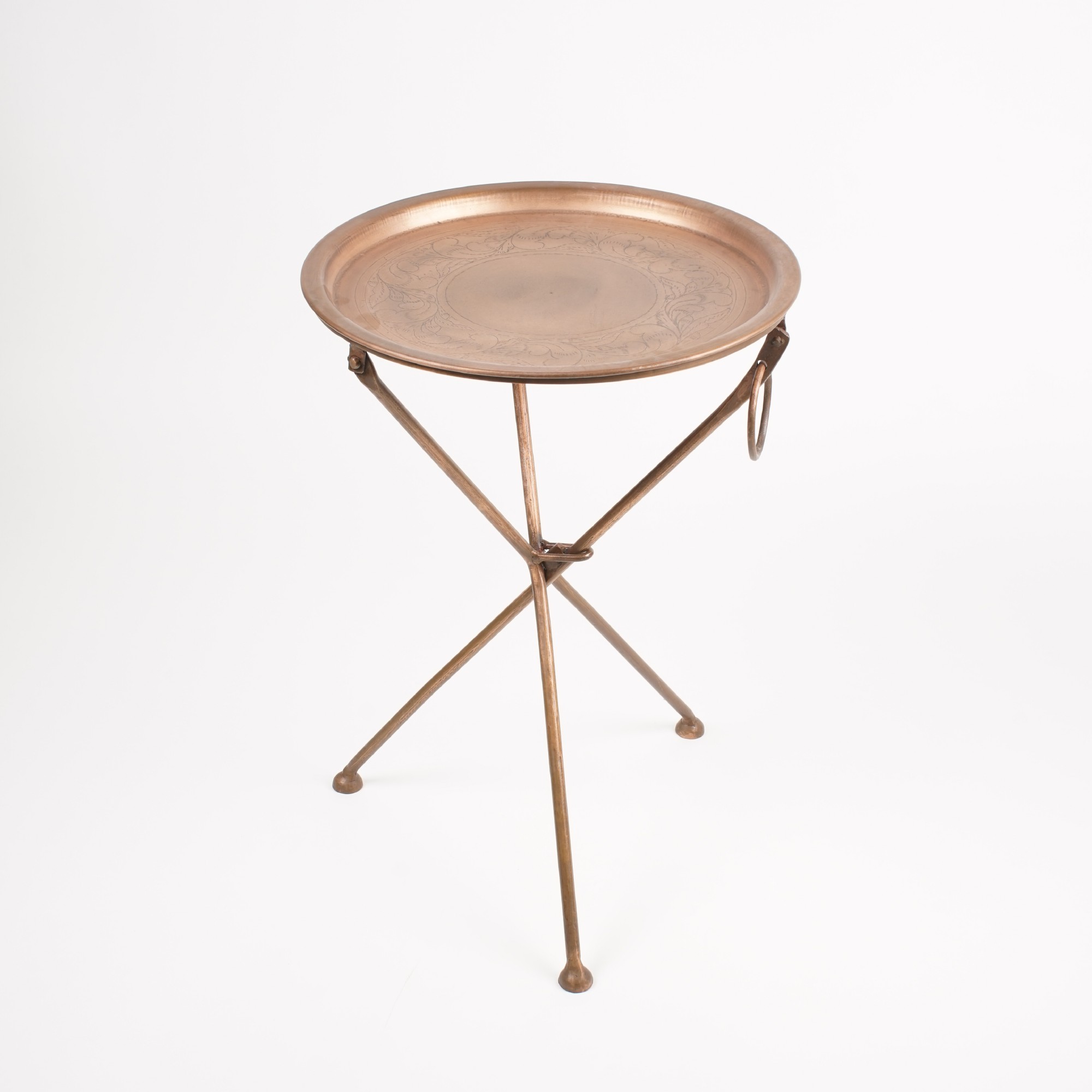 Tablett "Farha", auf Ständer, kupfer, Ø 39 cm, H 55 cm