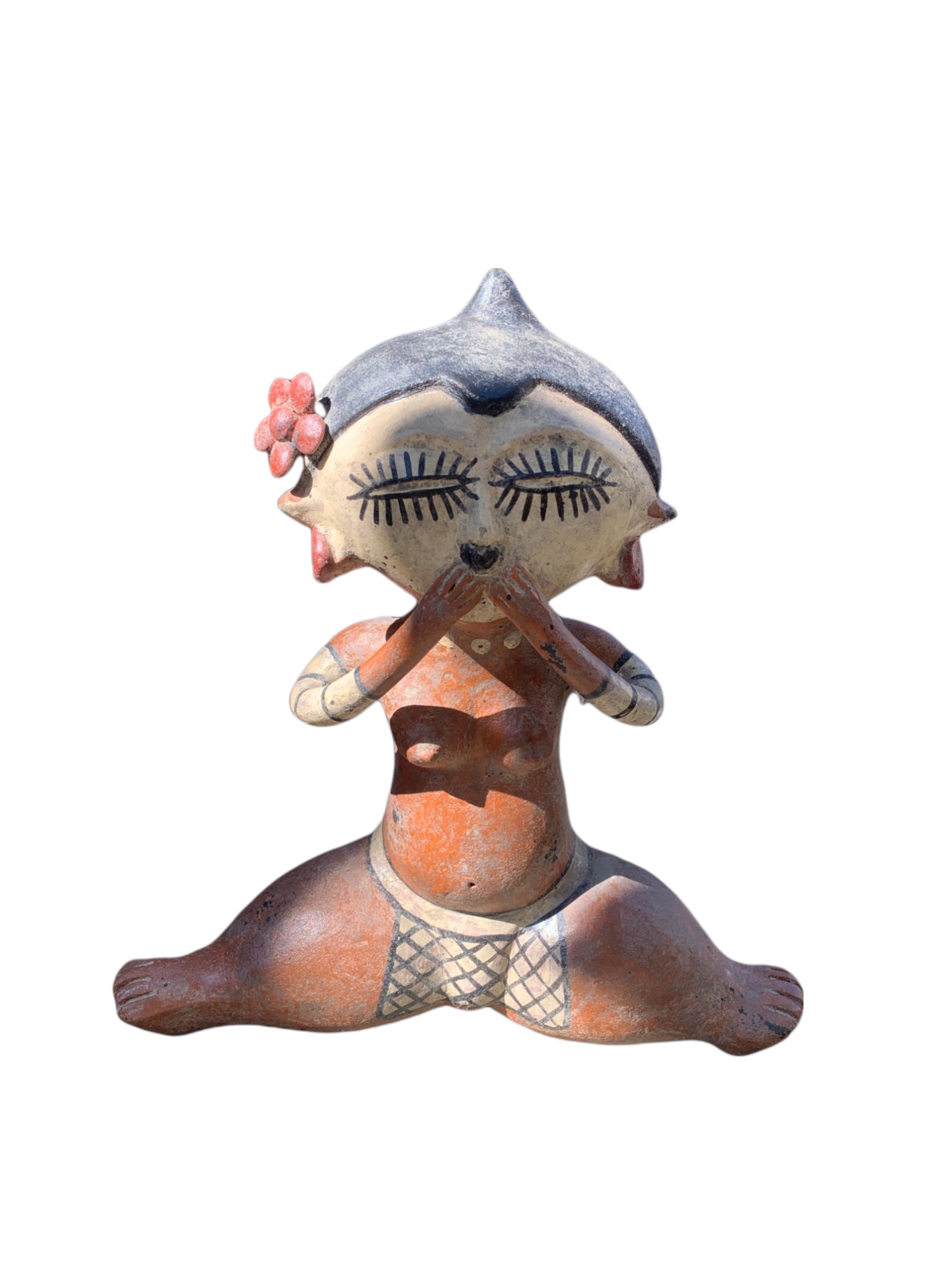 Terrakotta-Figur 'Nayarit', III, handbemalt, L 26 cm, B 8 cm, H 30 cm