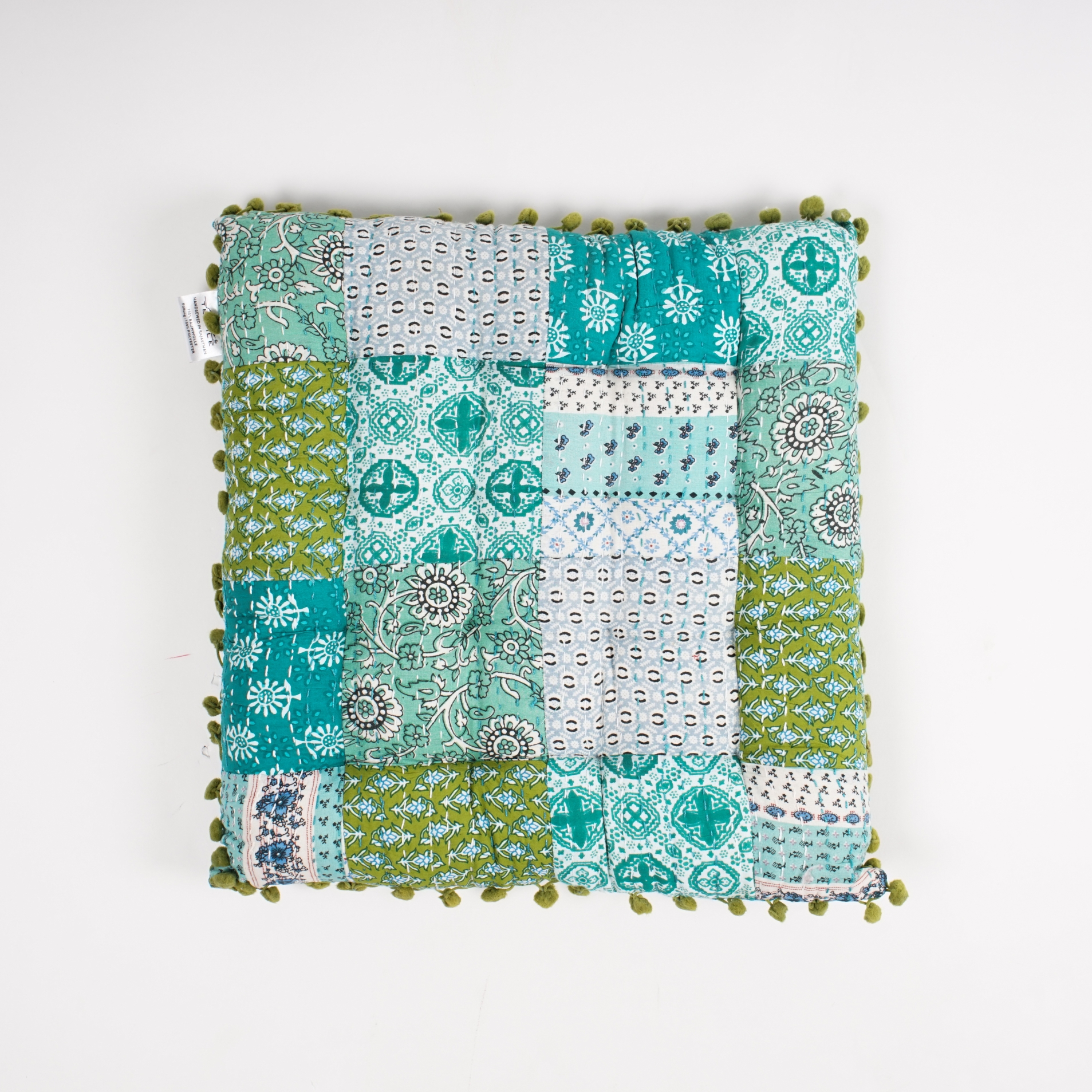 Sitzkissen 'Patchwork', blau-grün, L 40 cm, B 40 cm
