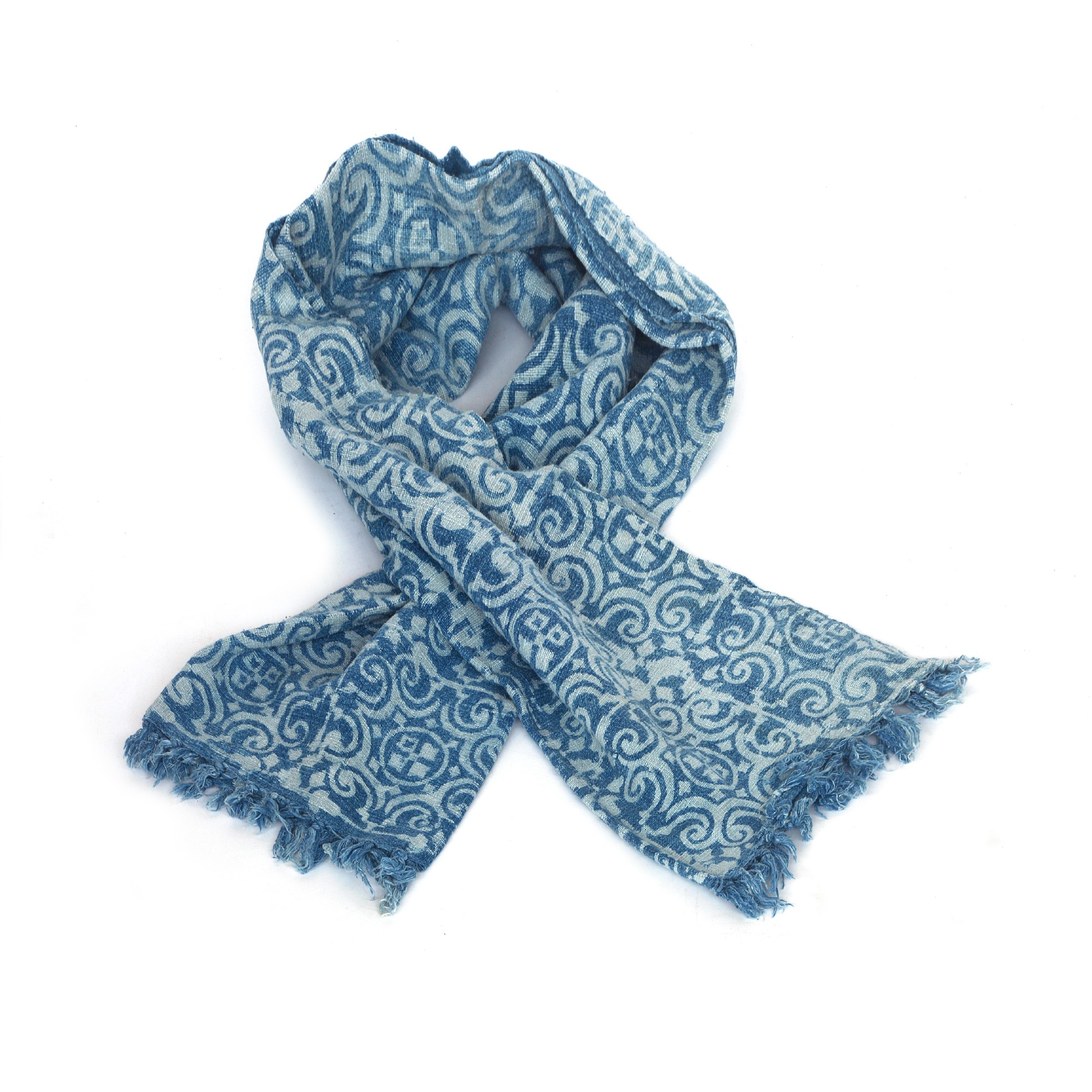 Throw 'Amba', blau, weiß, T 125 cm, B 170 cm