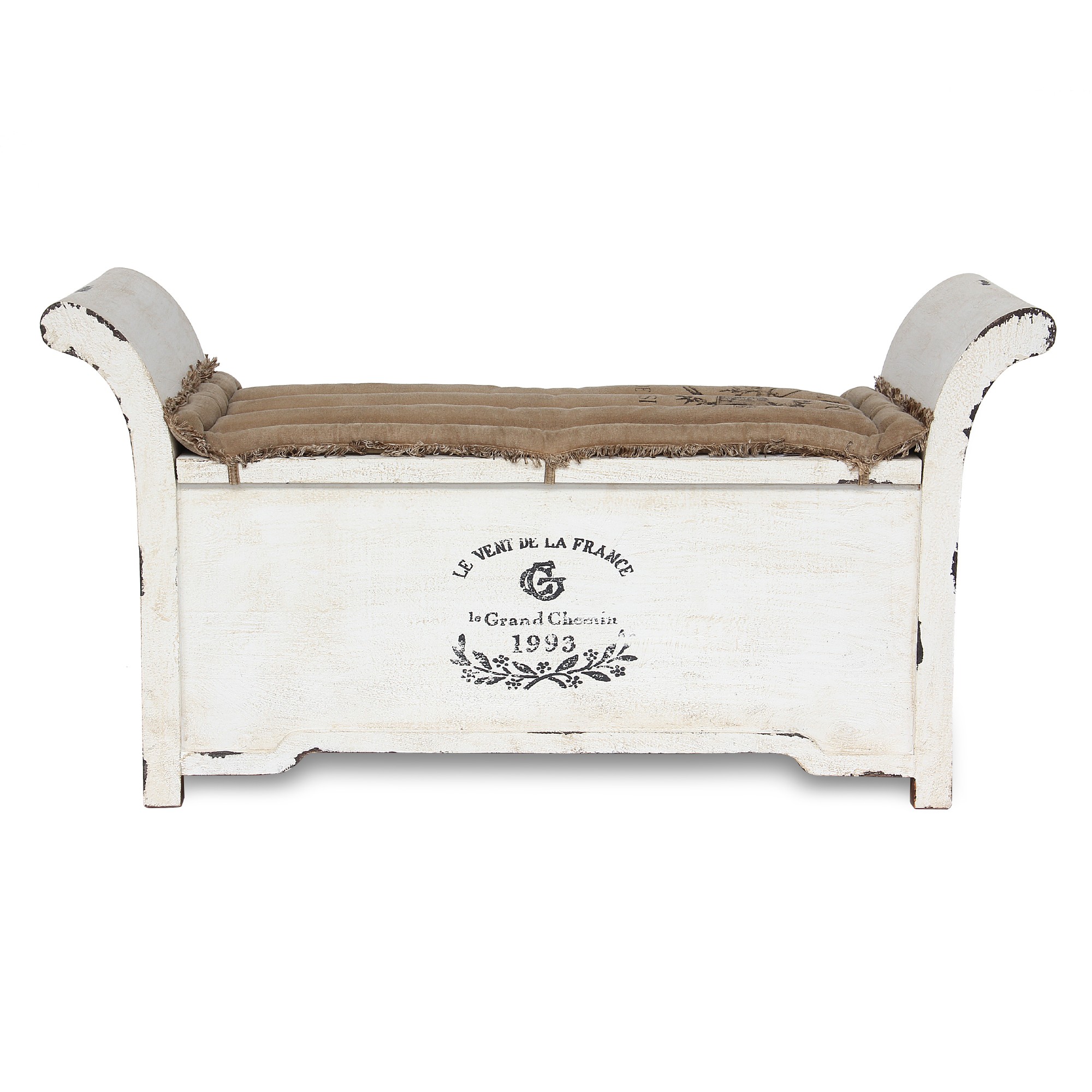 Bank 'Le Vent' mit Kissen, weiß, T 42cm, B 120cm, H 63cm