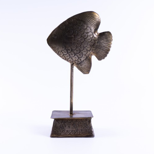 Figur 'Fisch' aus Metall, silber, H 24 cm, B 8 cm, L 6 cm