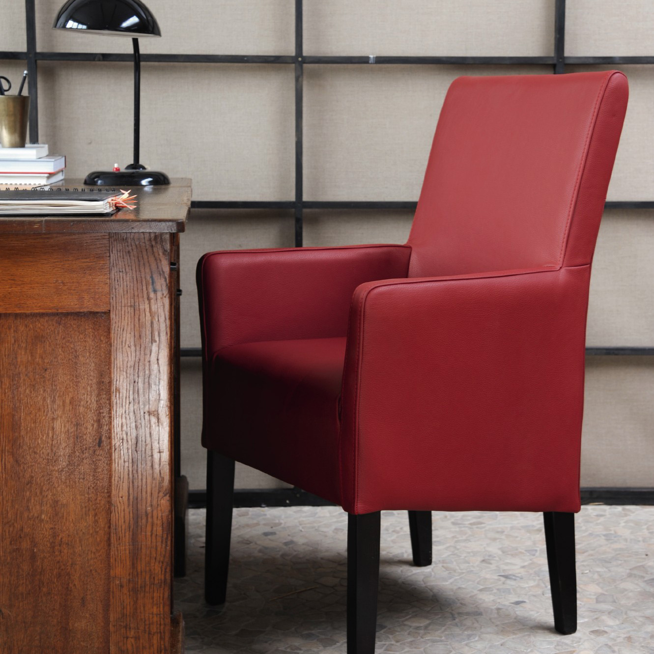Ledersessel 'Mendoza', rot, L 59 cm, B 60 cm, H 102 cm