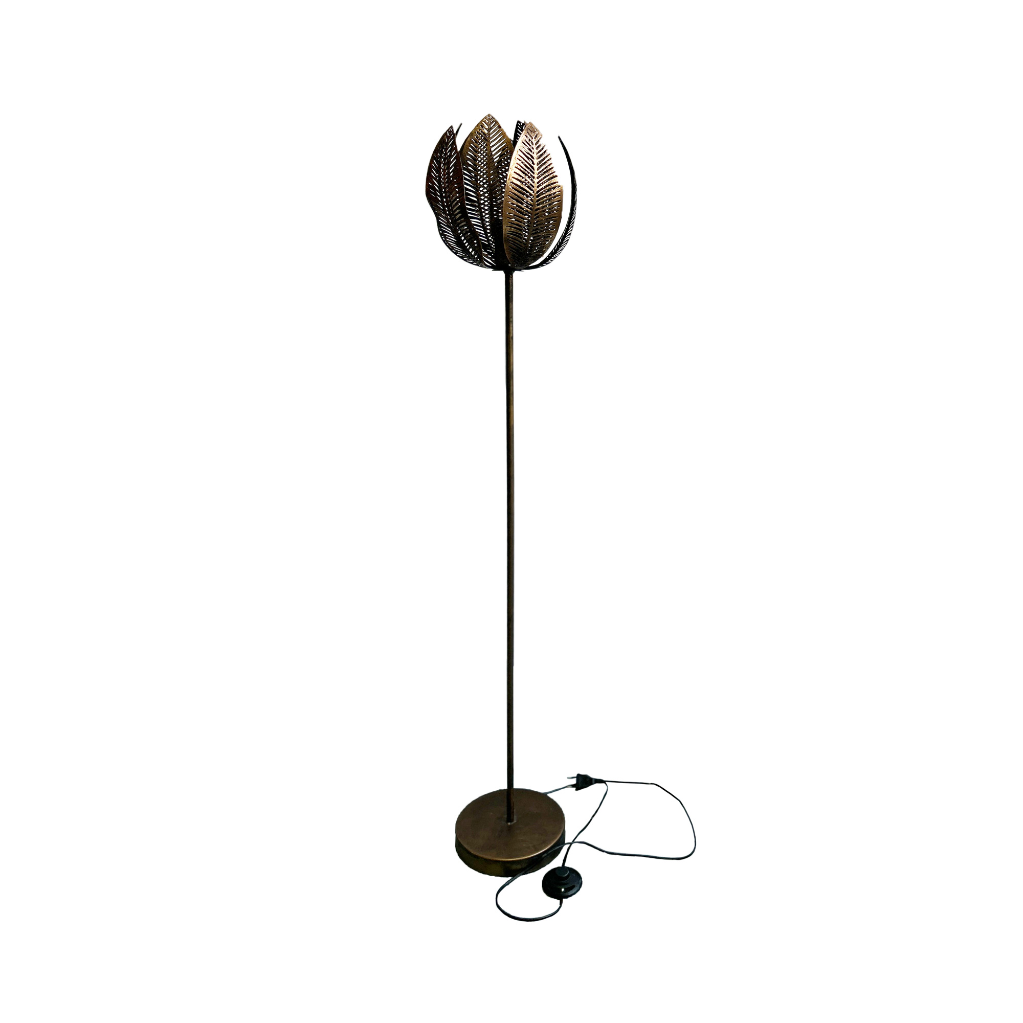 Stehleuchte 'Bourgeon‘ aus Metall, antik gold, H 124,5 cm, Ø 20 cm