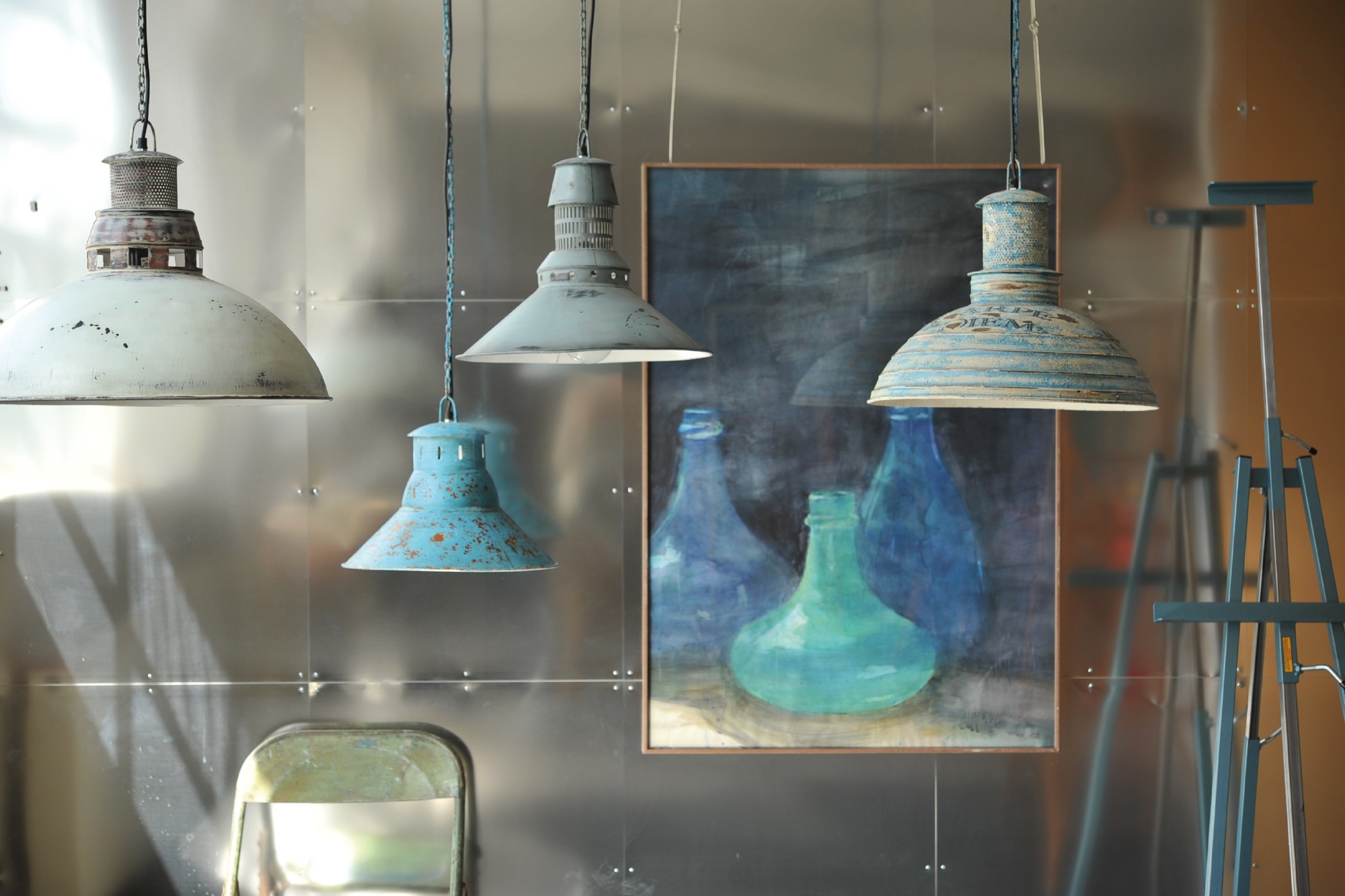 Leuchte 'Blue', blau, Ø 47 cm, H 42 cm