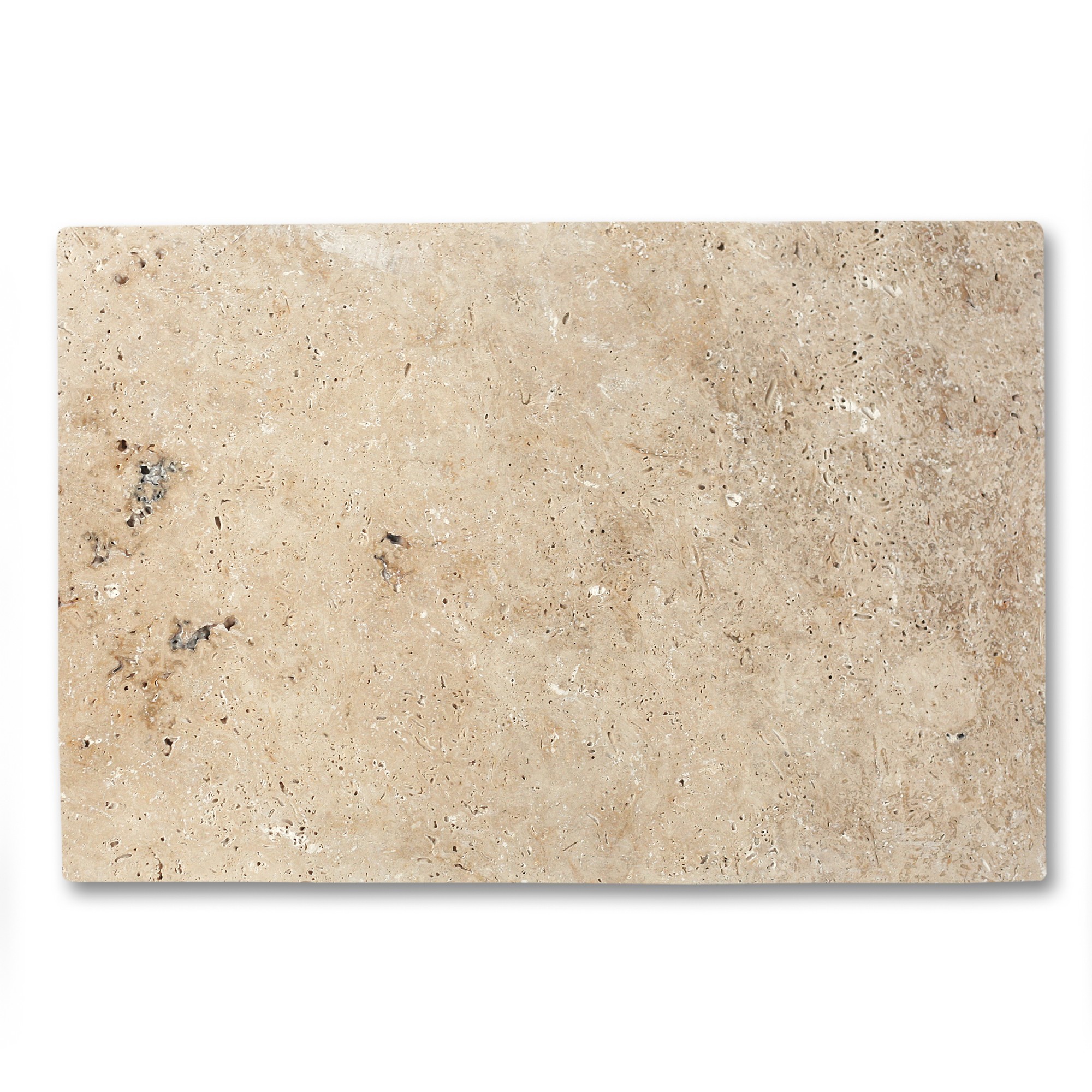 Travertin Steinplatte antik, L 61 cm, B 40,6 cm, H 1,2 cm