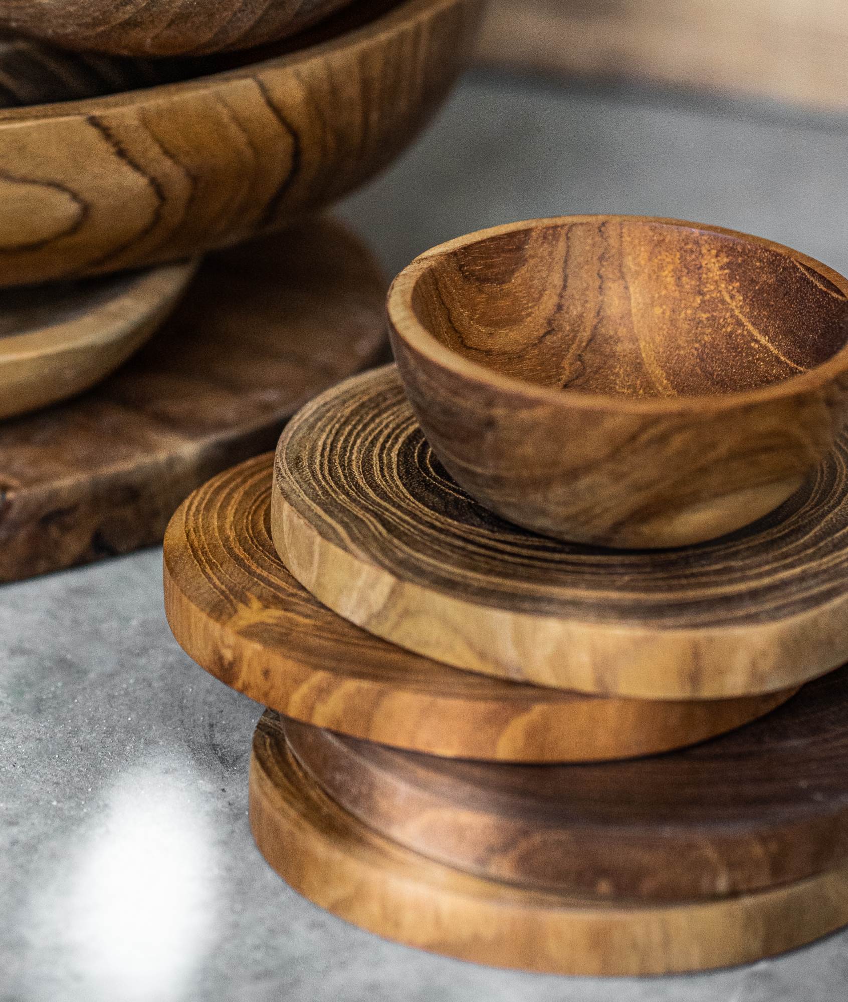 Untersetzer Teak, natur, Ø 10 cm, H 1 cm