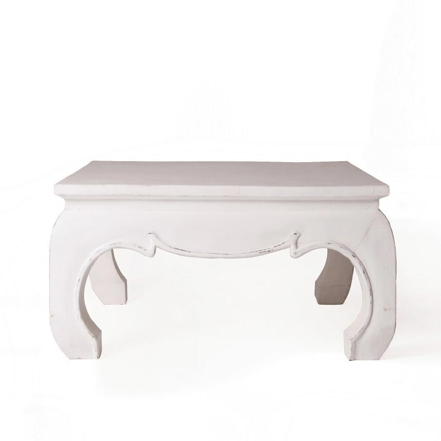 Opiumtisch, antik-weiß, T 50 cm, B 50 cm, H 41 cm