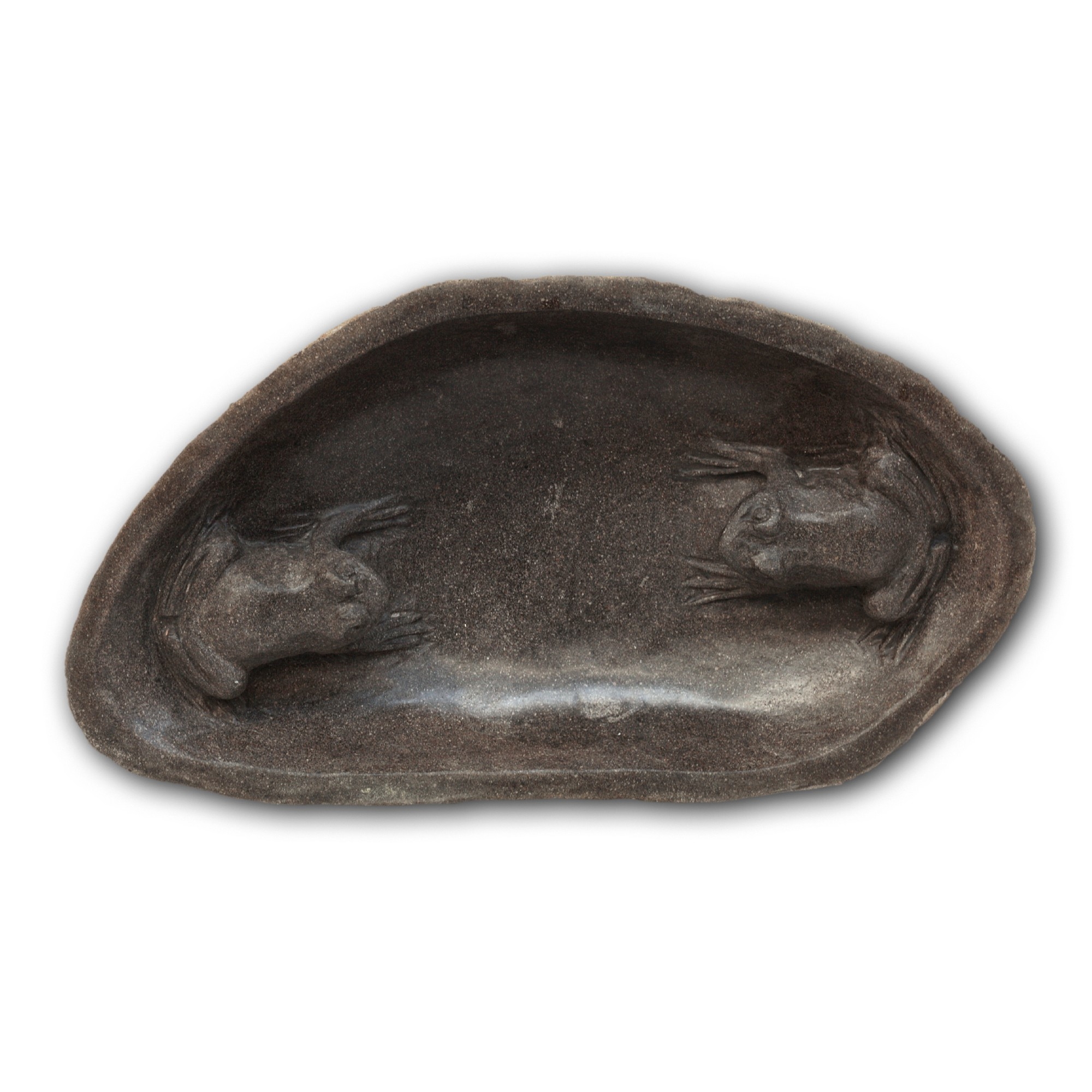 Vogeltränke 'Grenouille', dunkelgrau, schwarz, T 42 cm, B 52 cm, H 10 cm