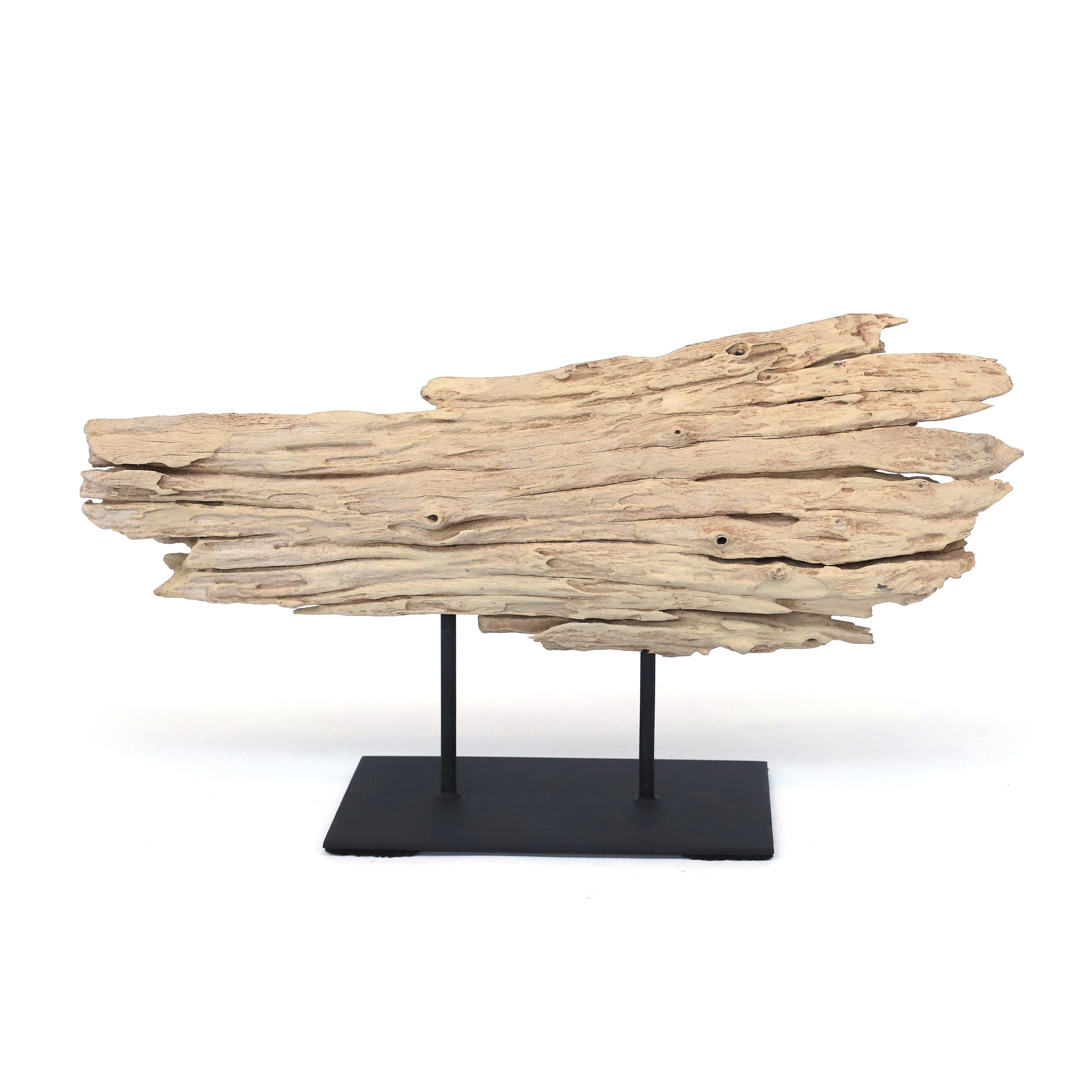 Holzobjekt auf Metallsockel, B 55-65 cm, H 25-30 cm, L 8-12 cm